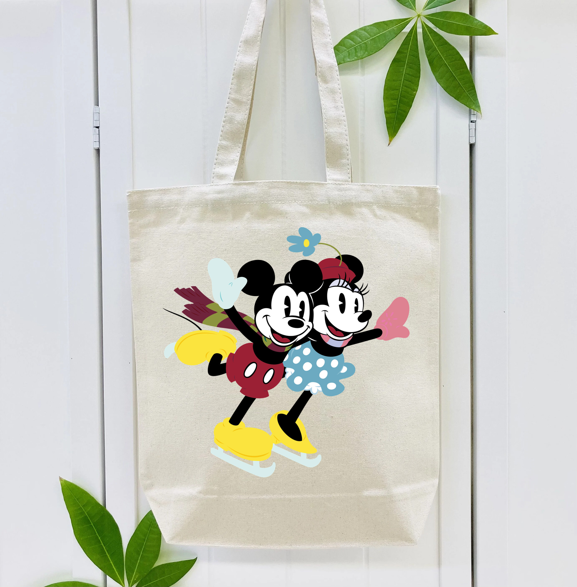 ミッキーマウス Mickey Mouse 縦型キャンバス生地手提げバッグ　トートバッグ