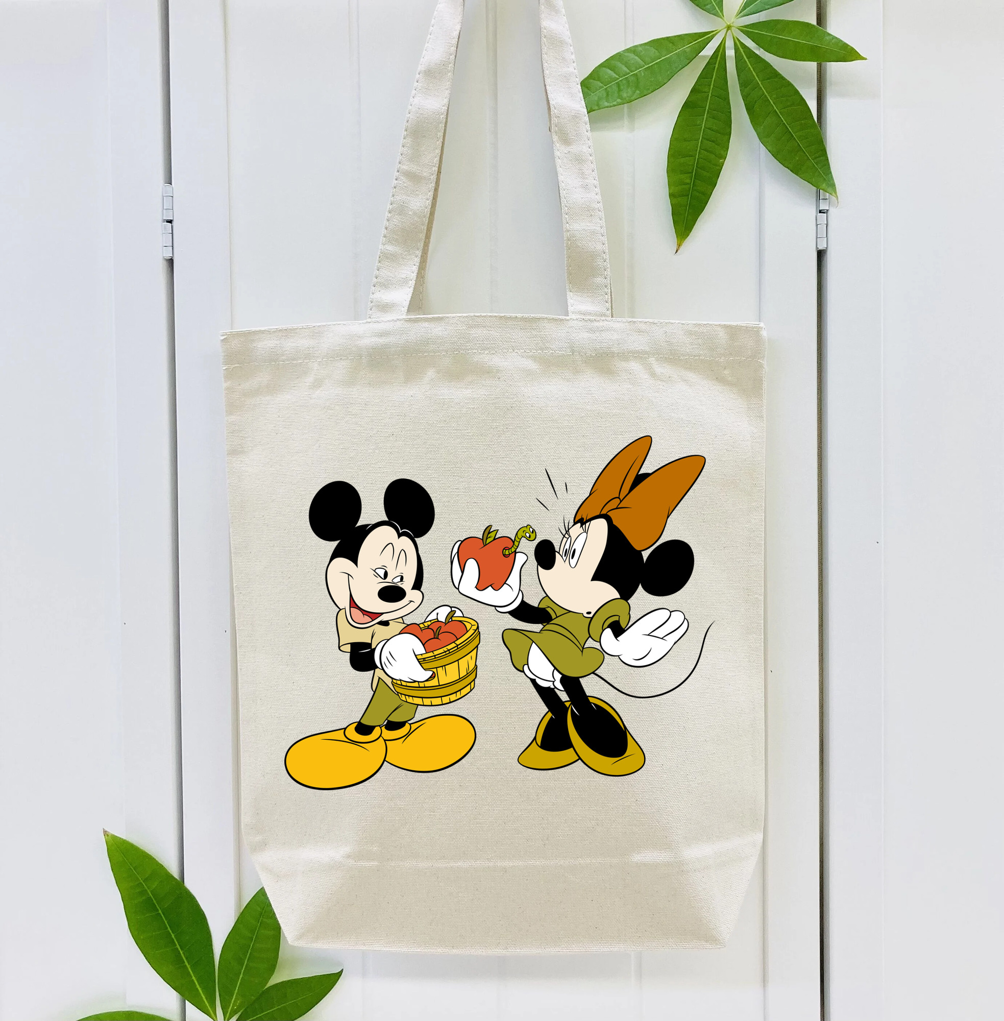 ミッキーマウス Mickey Mouse 縦型キャンバス生地手提げバッグ　トートバッグ