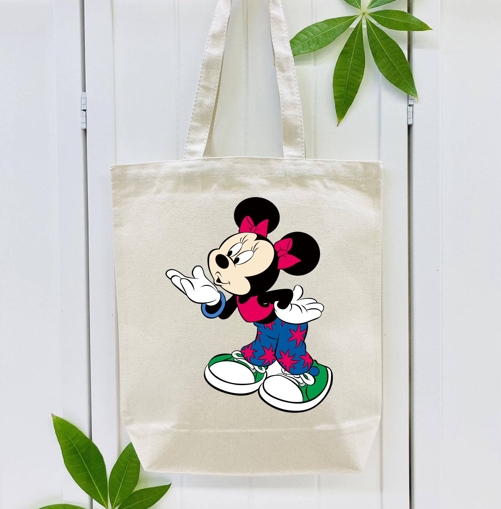 ミッキーマウス Mickey Mouse 縦型キャンバス生地手提げバッグ　トートバッグ