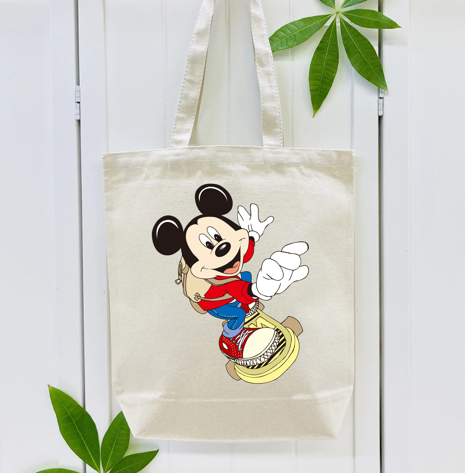 ミッキーマウス Mickey Mouse 縦型キャンバス生地手提げバッグ　トートバッグ