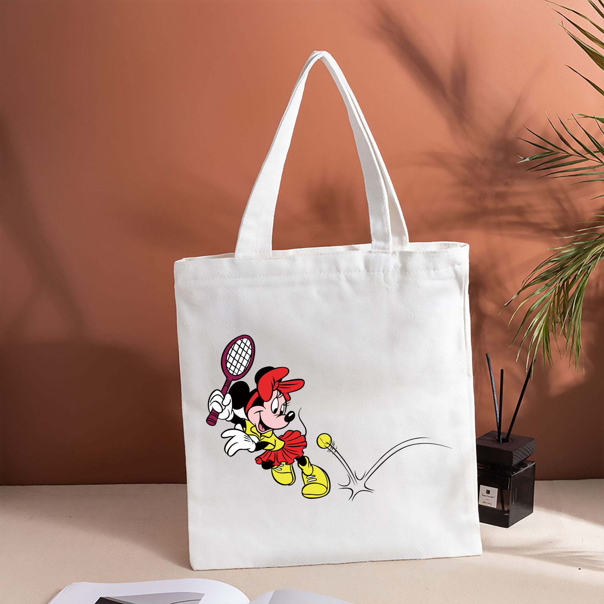 ミッキーマウス Mickey Mouse 縦型キャンバス生地手提げバッグ　トートバッグ