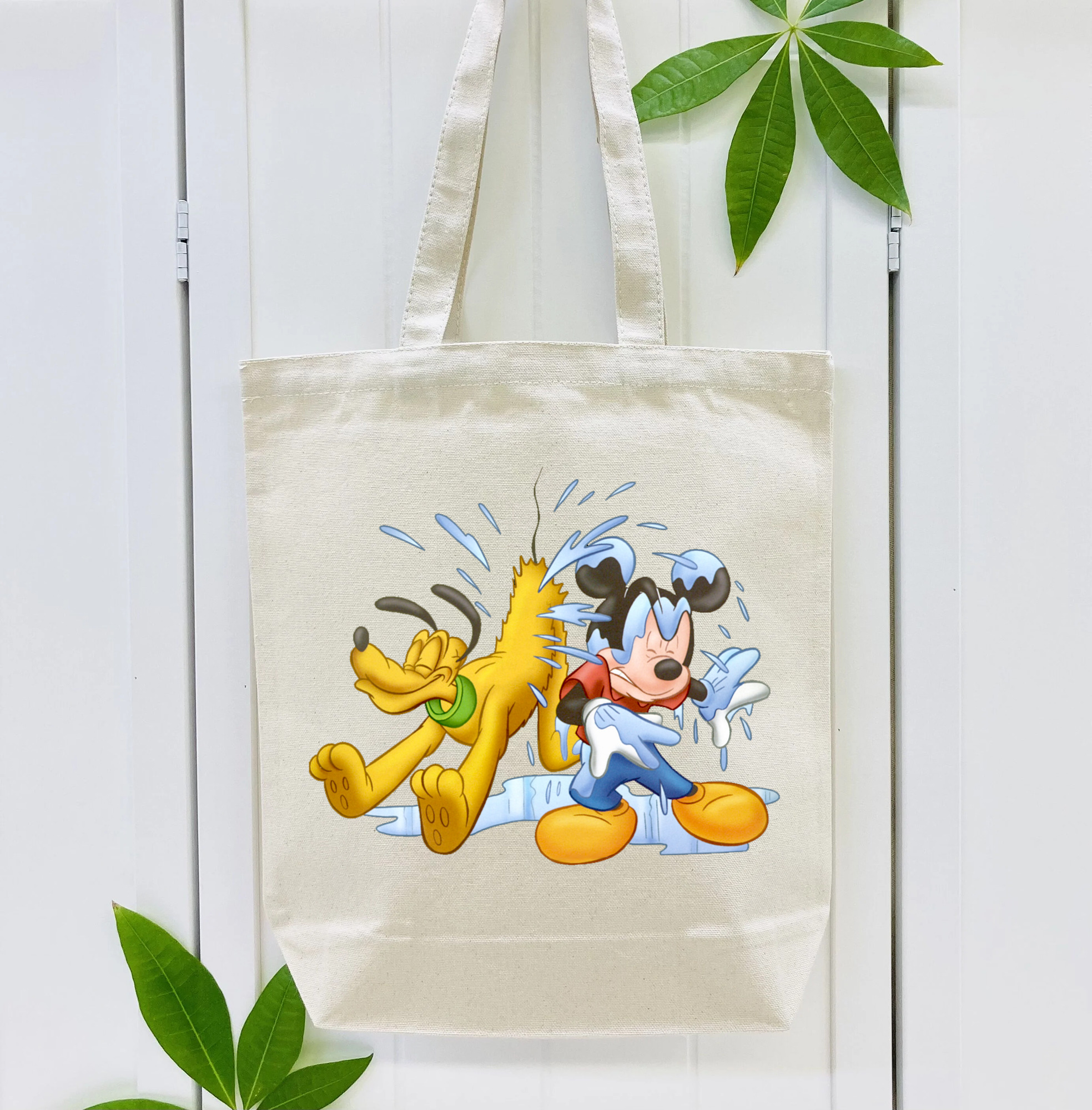 ミッキーマウス Mickey Mouse 縦型キャンバス生地手提げバッグ　トートバッグ