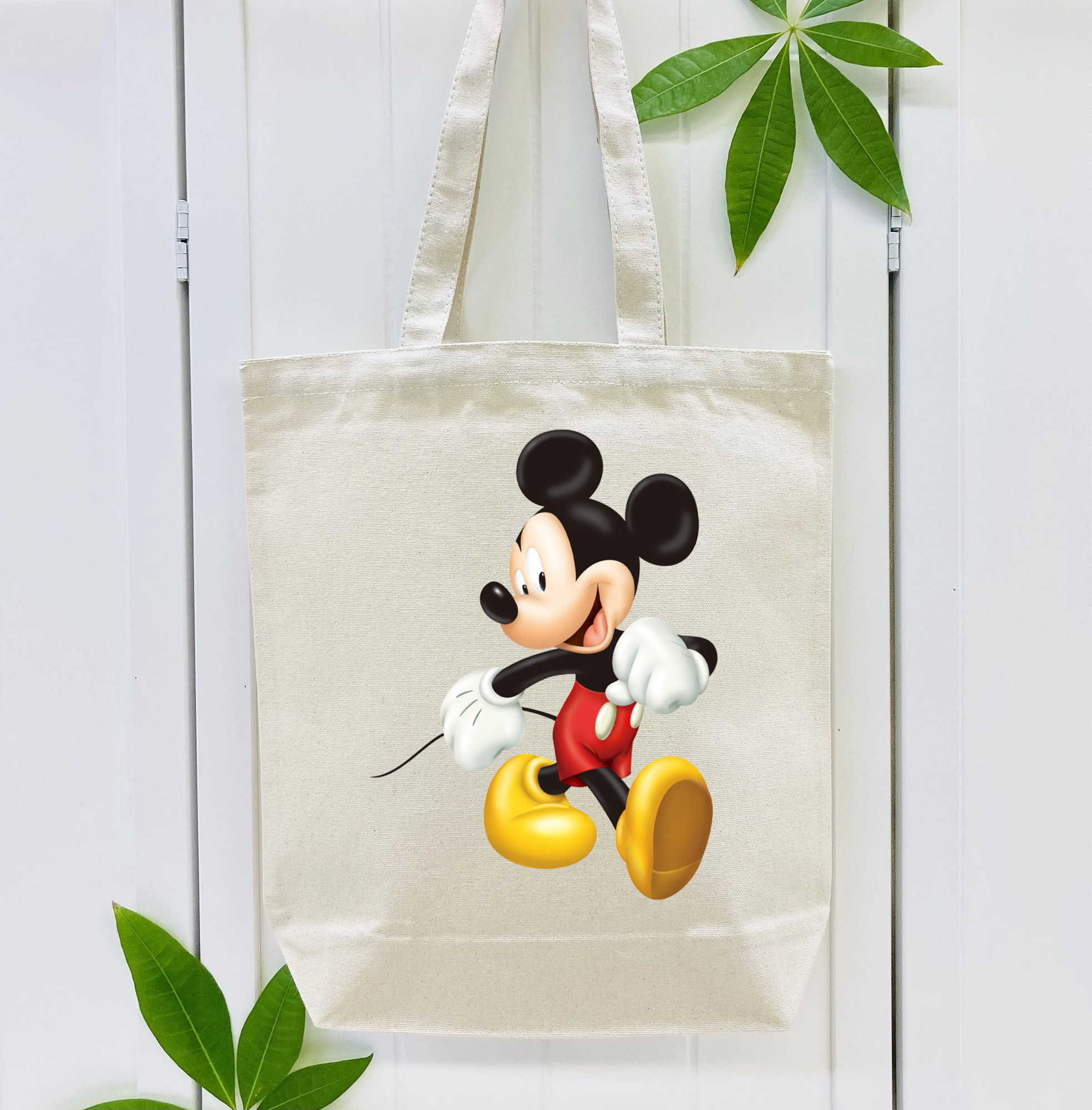 ミッキーマウス Mickey Mouse 縦型キャンバス生地手提げバッグ　トートバッグ