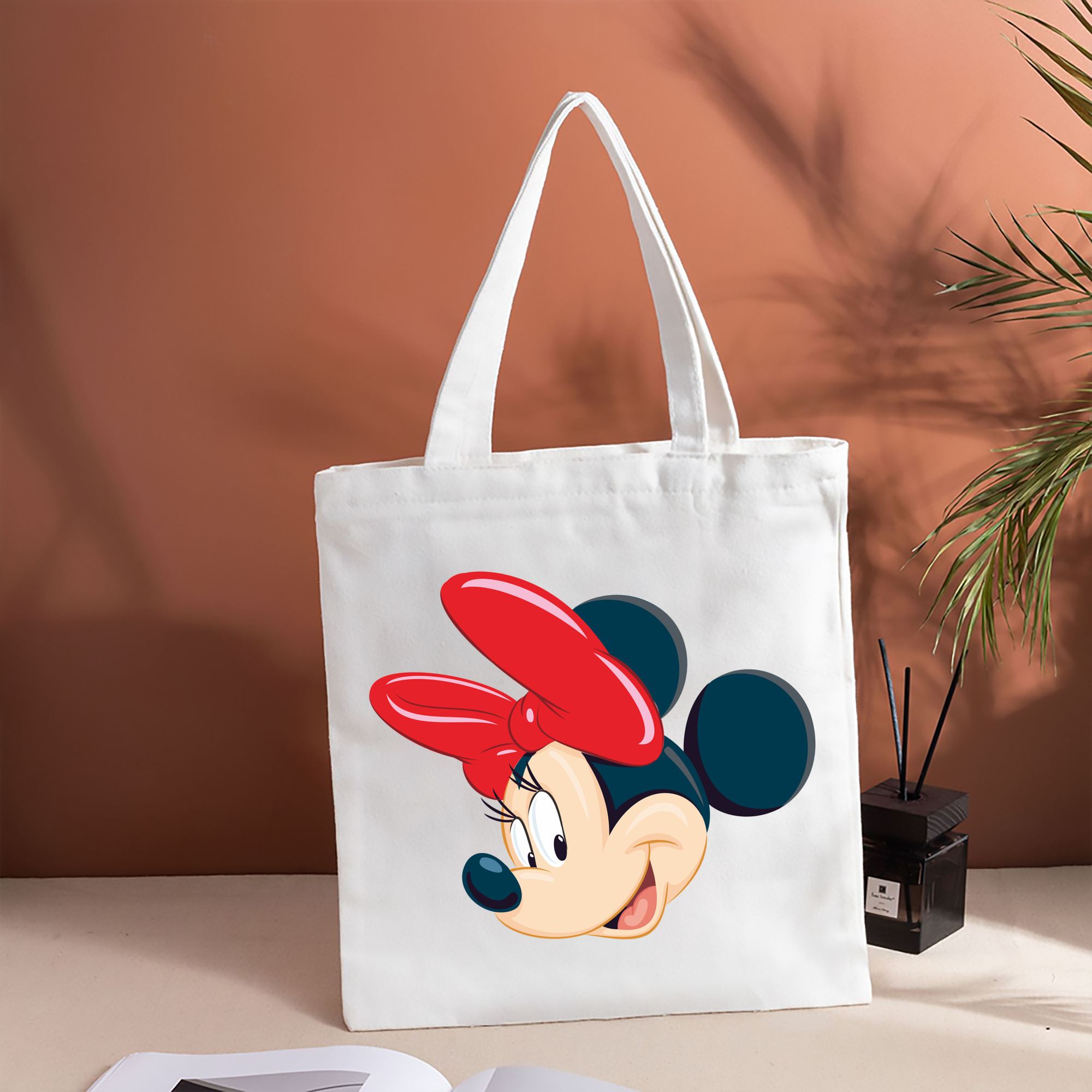 ミッキーマウス Mickey Mouse 縦型キャンバス生地手提げバッグ　トートバッグ