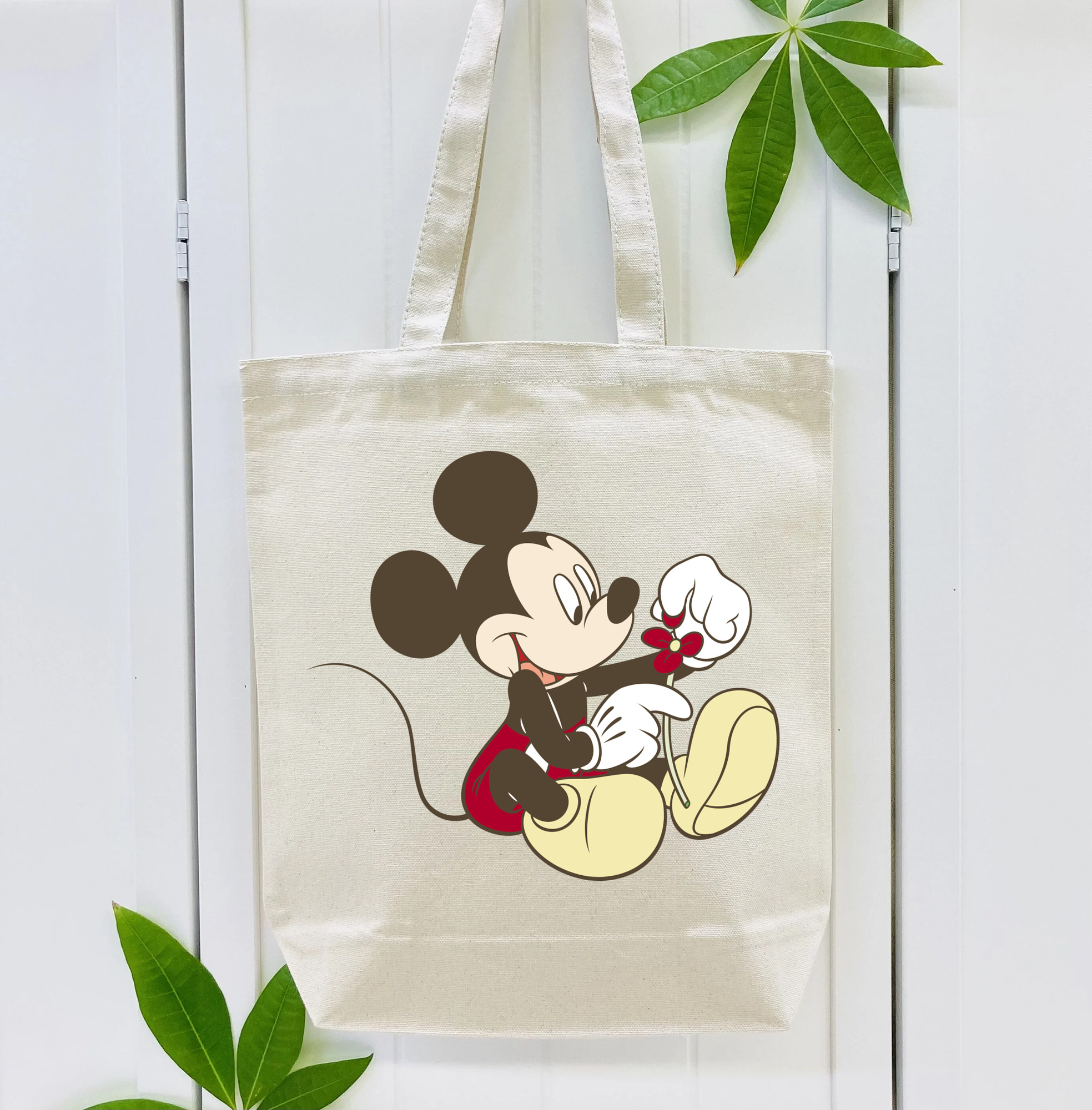 ミッキーマウス Mickey Mouse 縦型キャンバス生地手提げバッグ　トートバッグ