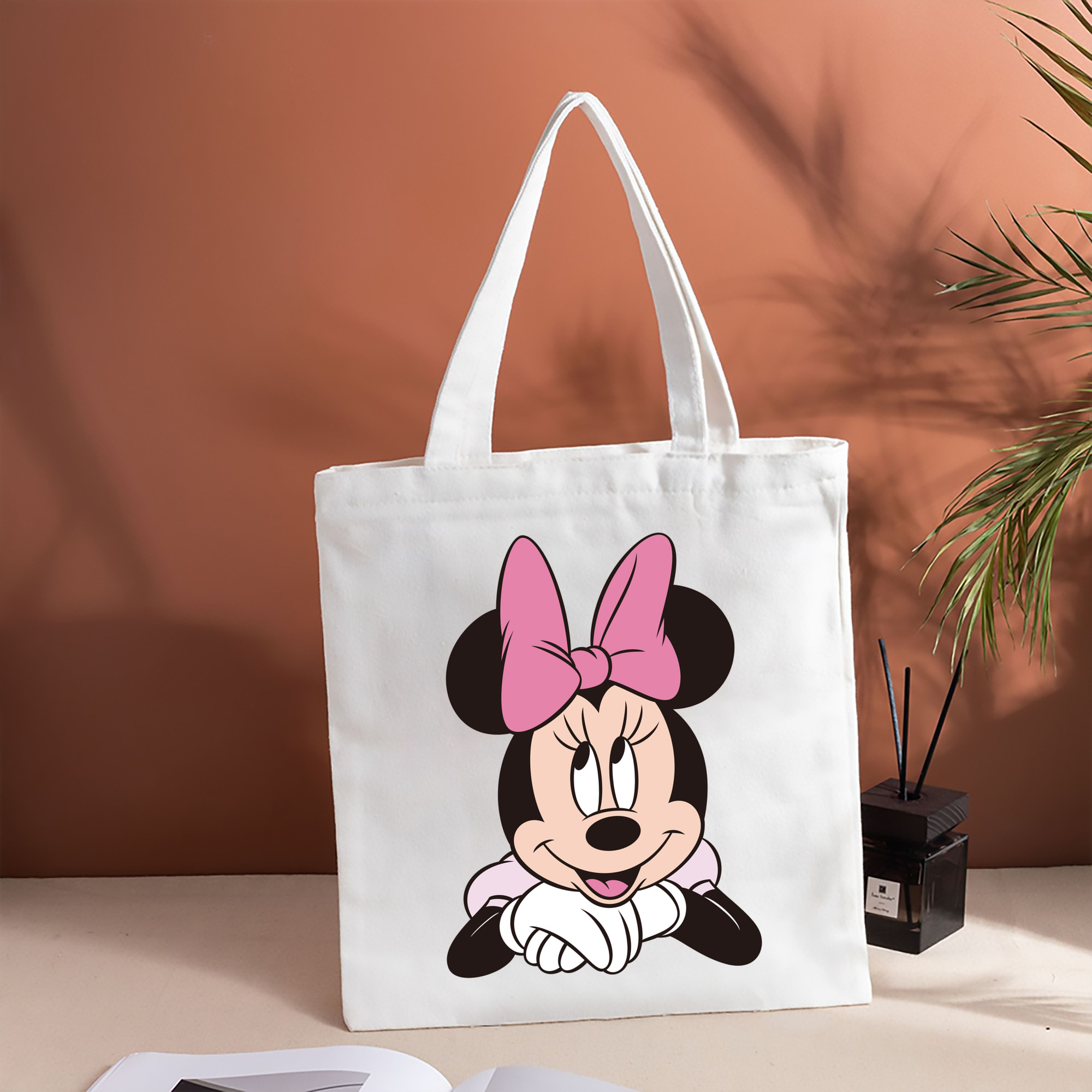 ミッキーマウス Mickey Mouse 縦型キャンバス生地手提げバッグ　トートバッグ