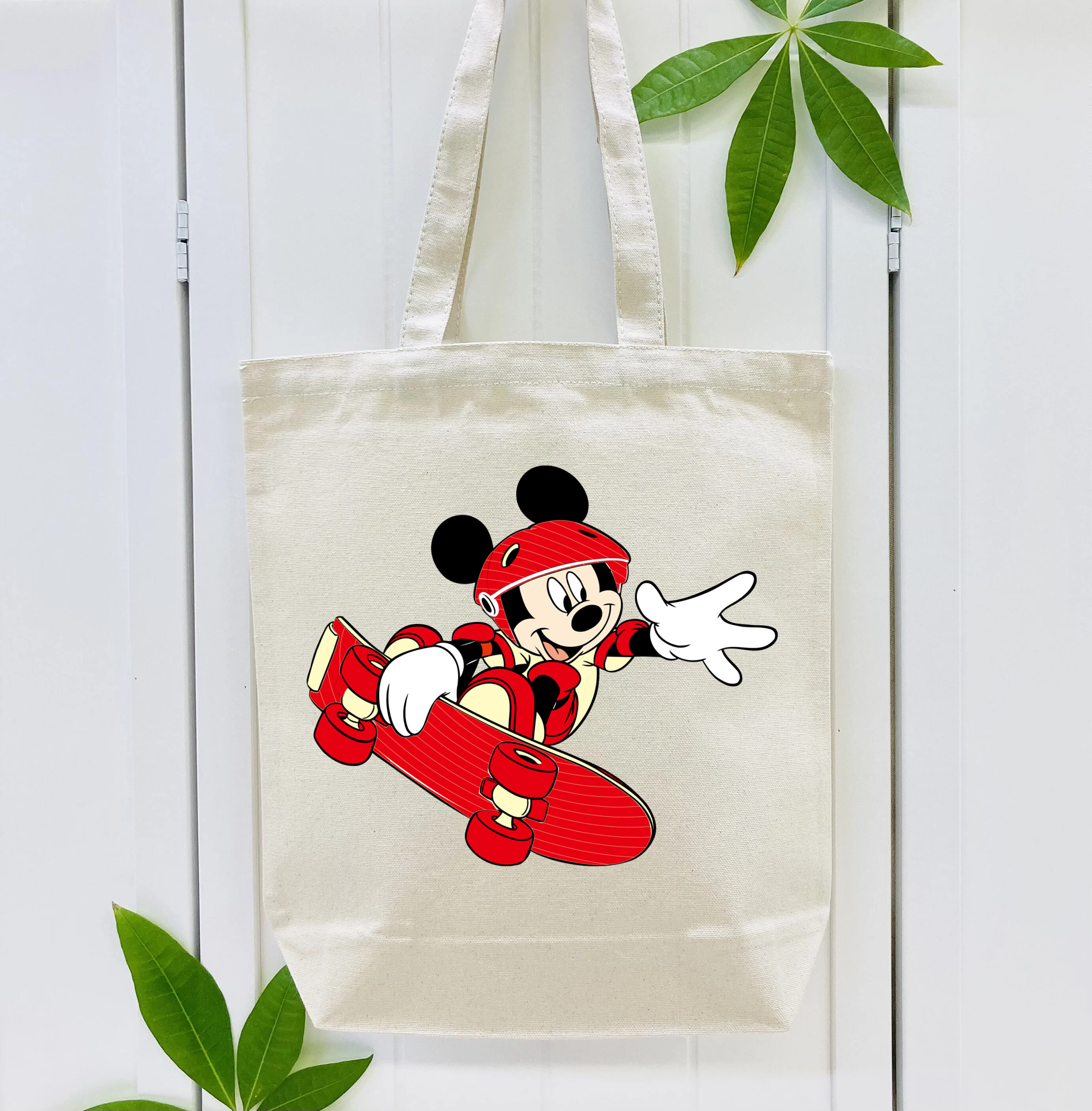 ミッキーマウス Mickey Mouse 縦型キャンバス生地手提げバッグ　トートバッグ