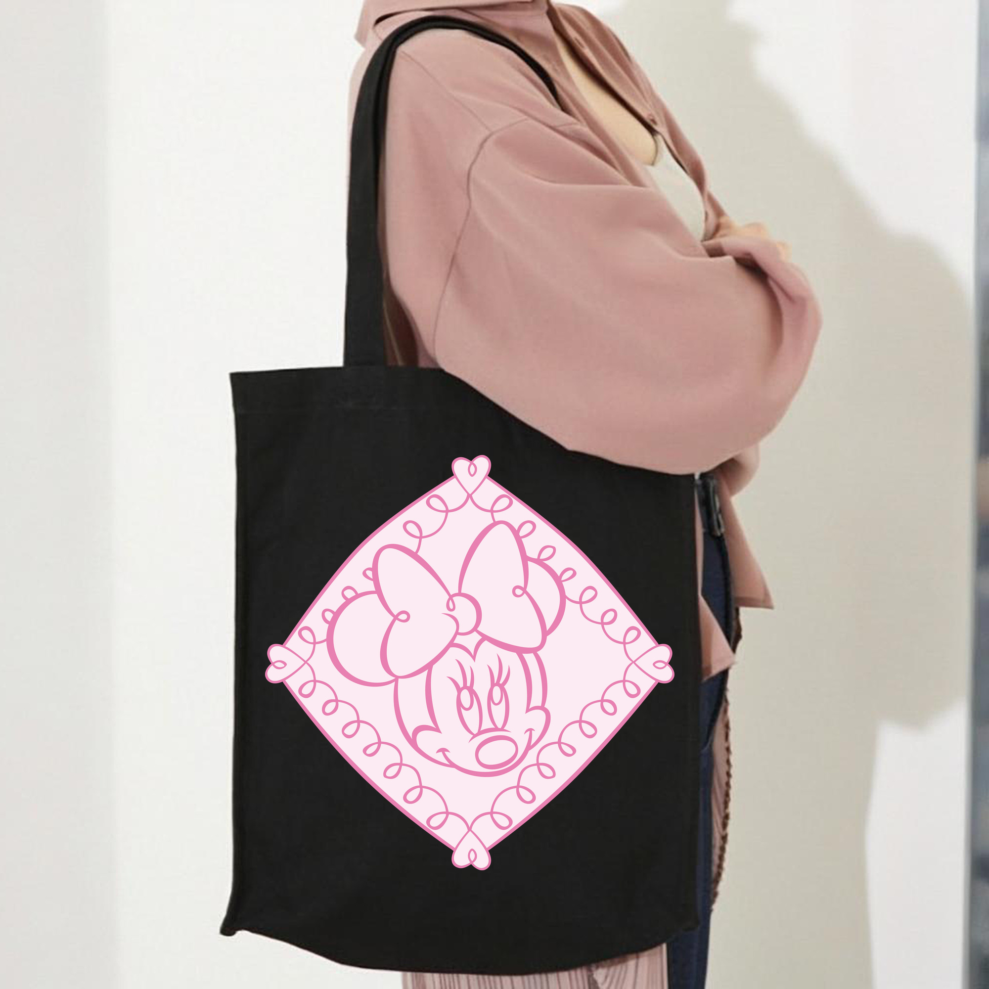 ミッキーマウス Mickey Mouse 縦型キャンバス生地手提げバッグ　トートバッグ