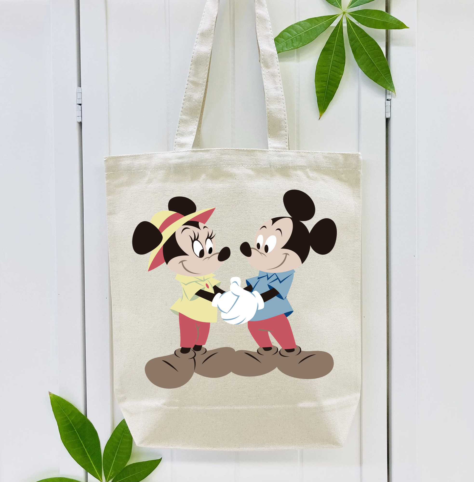 ミッキーマウス Mickey Mouse 縦型キャンバス生地手提げバッグ　トートバッグ
