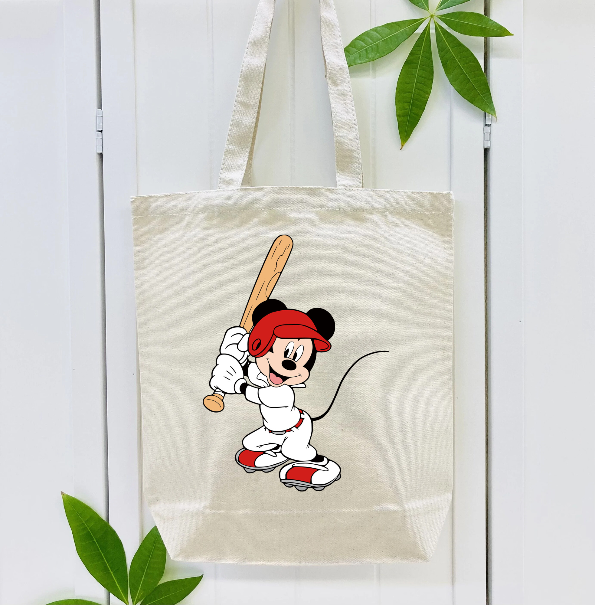 ミッキーマウス Mickey Mouse 縦型キャンバス生地手提げバッグ　トートバッグ