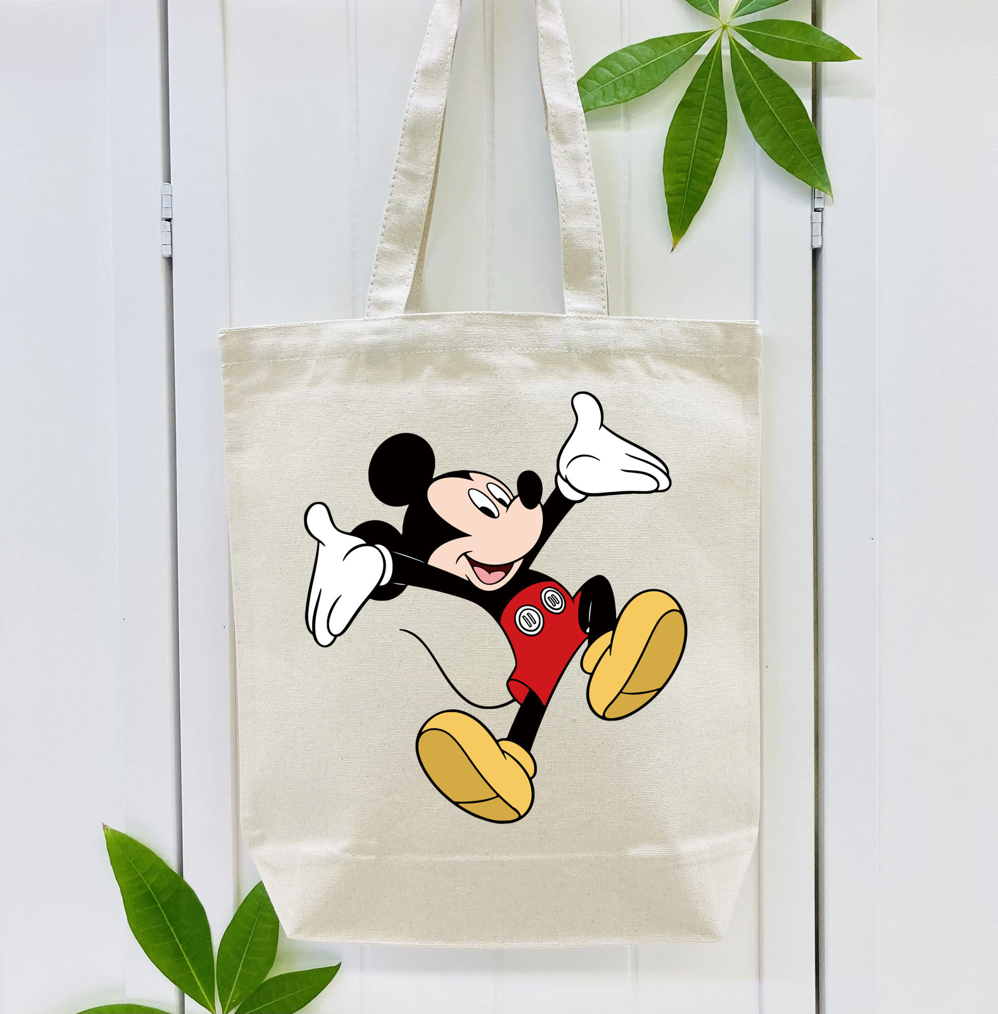 ミッキーマウス Mickey Mouse 縦型キャンバス生地手提げバッグ　トートバッグ