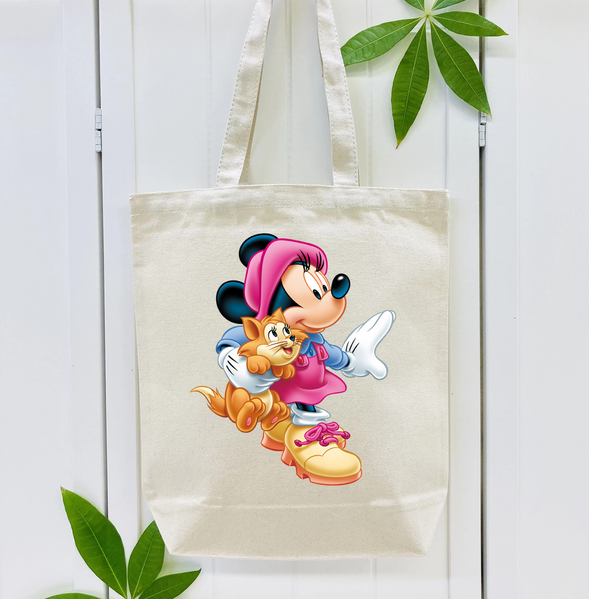 ミッキーマウス Mickey Mouse 縦型キャンバス生地手提げバッグ　トートバッグ