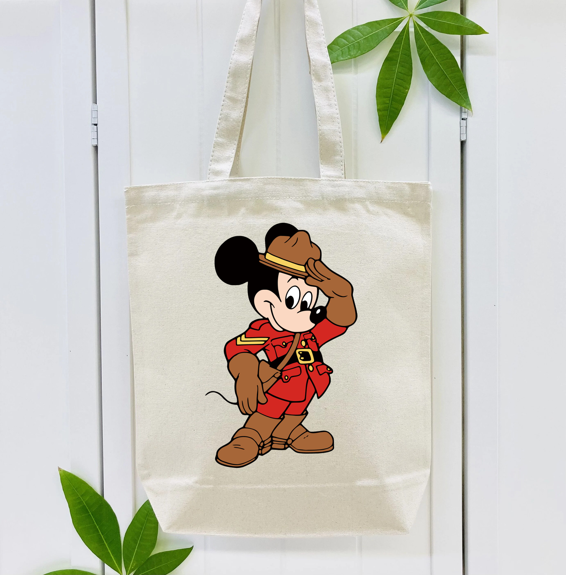 ミッキーマウス Mickey Mouse 縦型キャンバス生地手提げバッグ　トートバッグ