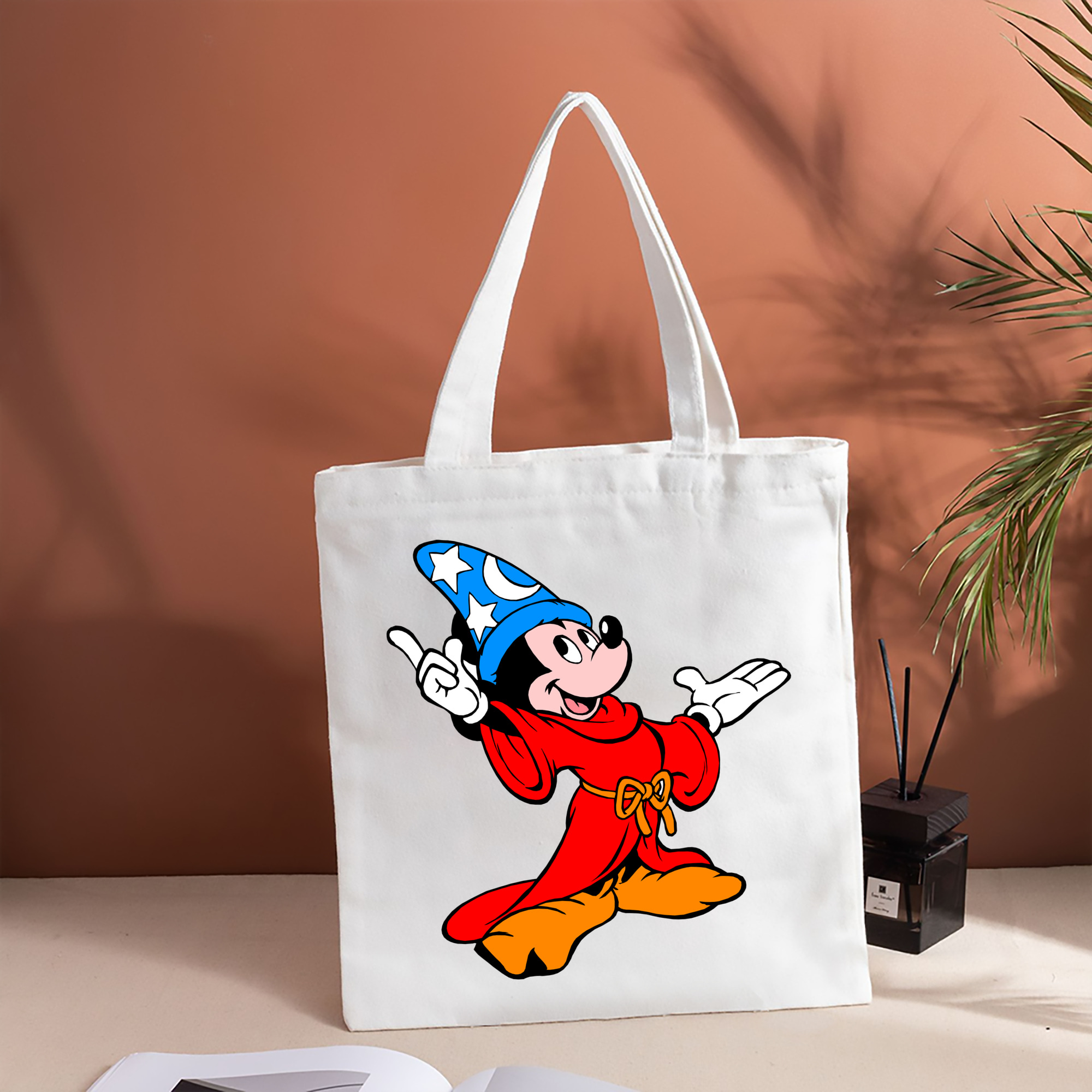 ミッキーマウス Mickey Mouse 縦型キャンバス生地手提げバッグ　トートバッグ