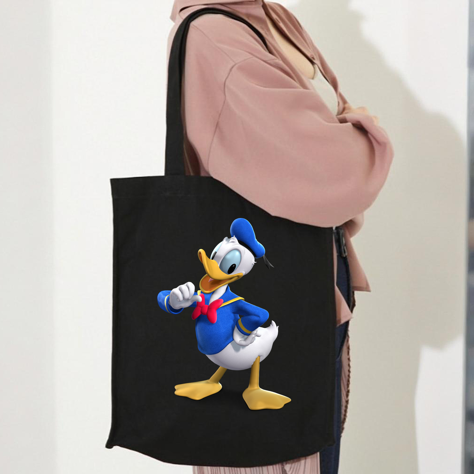 ミッキーマウス Mickey Mouse 縦型キャンバス生地手提げバッグ　トートバッグ