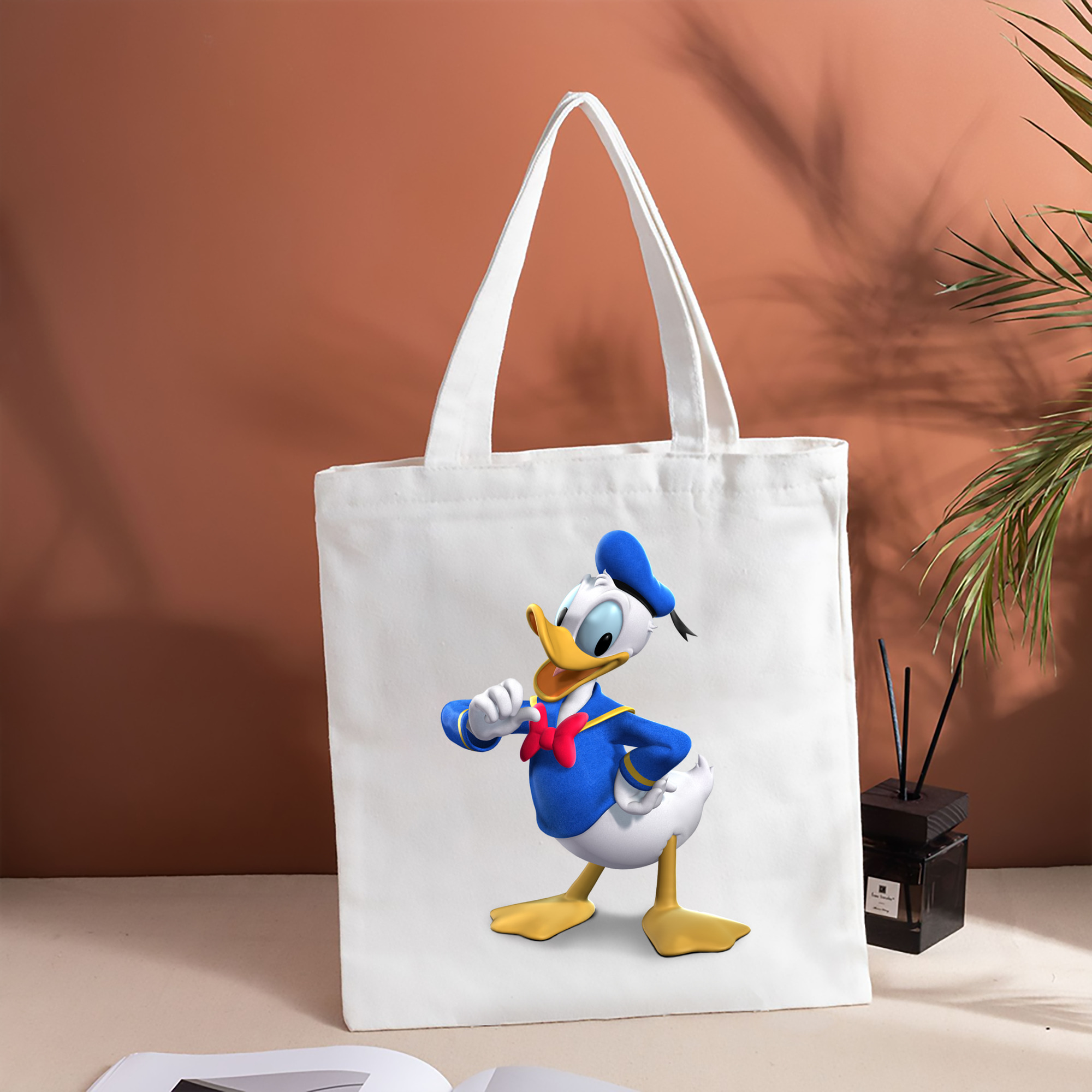 ミッキーマウス Mickey Mouse 縦型キャンバス生地手提げバッグ　トートバッグ