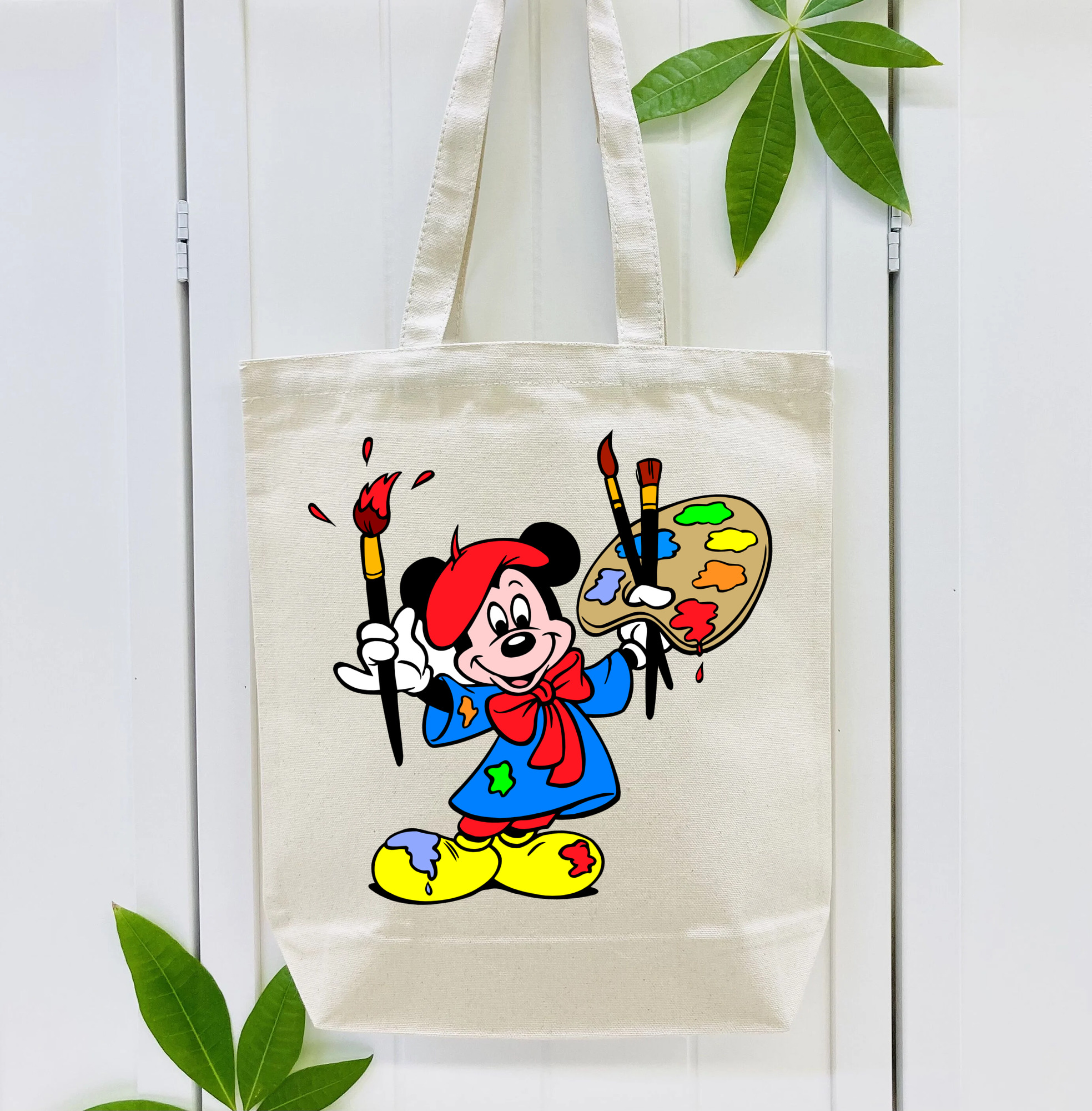 ミッキーマウス Mickey Mouse 縦型キャンバス生地手提げバッグ　トートバッグ