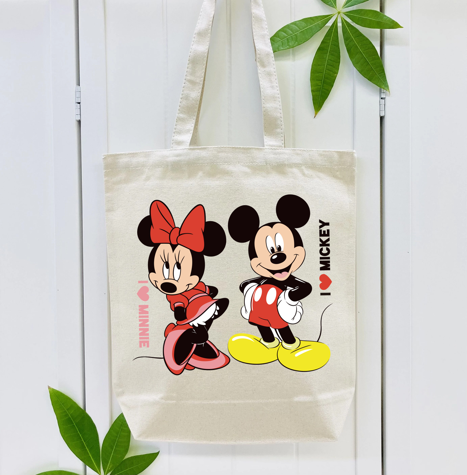 ミッキーマウス Mickey Mouse 縦型キャンバス生地手提げバッグ　トートバッグ
