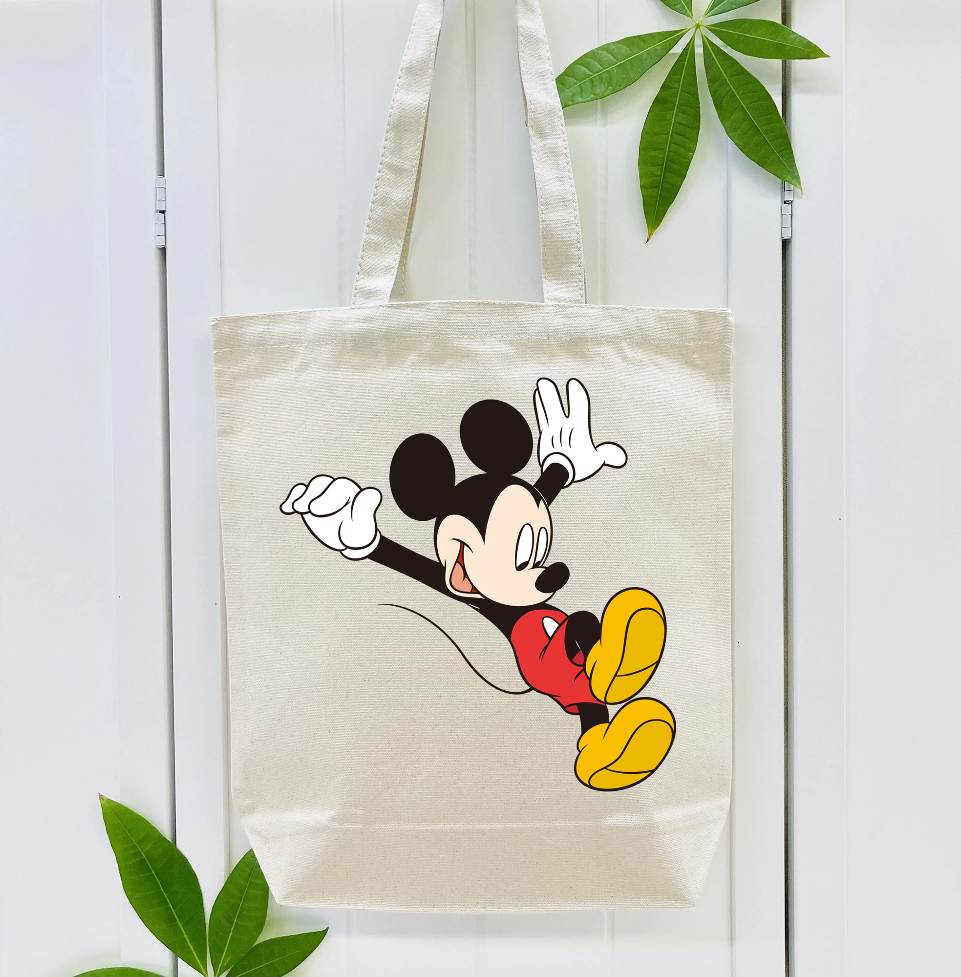 ミッキーマウス Mickey Mouse 縦型キャンバス生地手提げバッグ　トートバッグ
