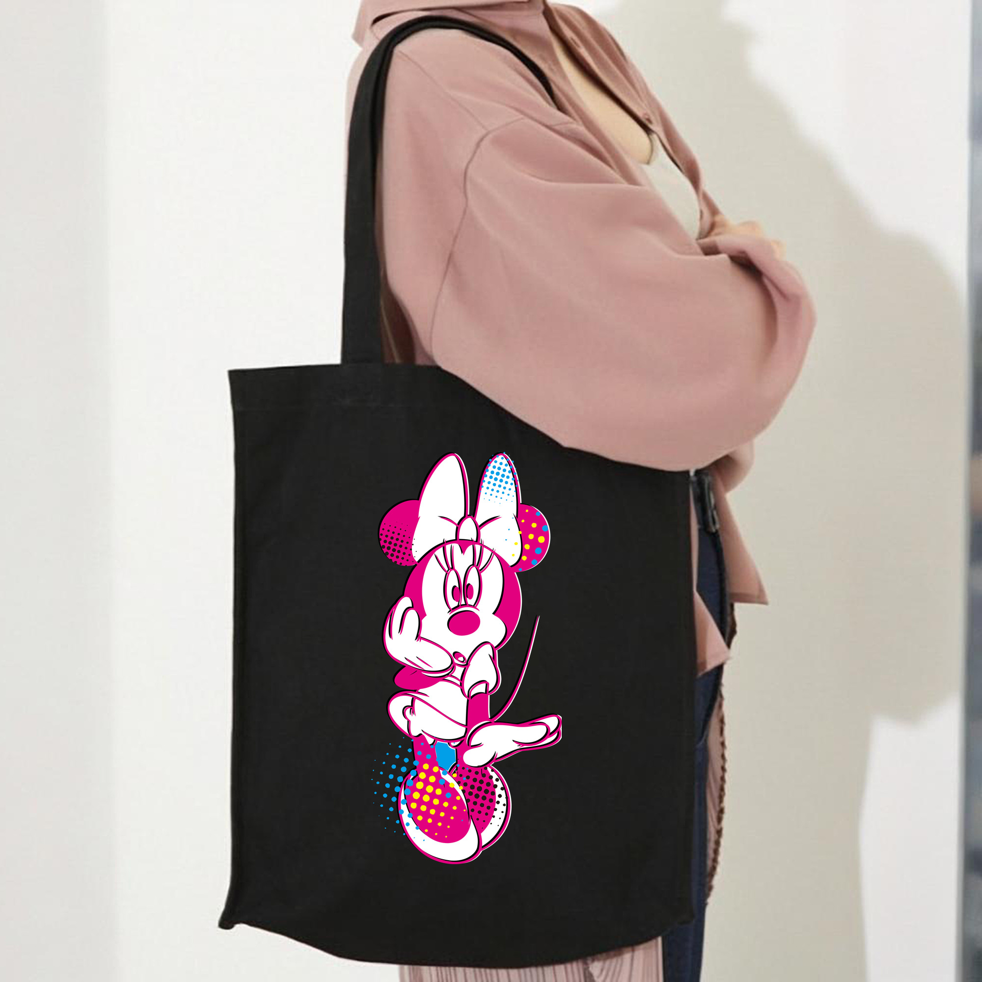 ミッキーマウス Mickey Mouse 縦型キャンバス生地手提げバッグ　トートバッグ