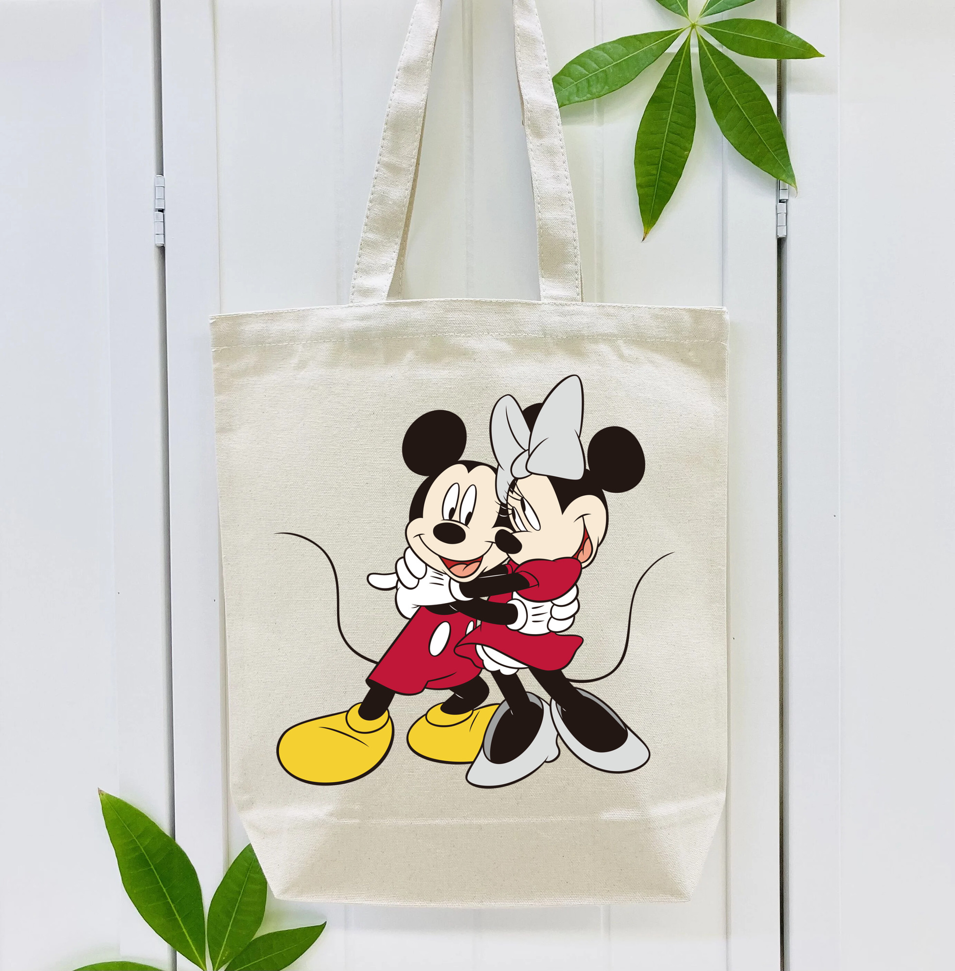 ミッキーマウス Mickey Mouse 縦型キャンバス生地手提げバッグ　トートバッグ
