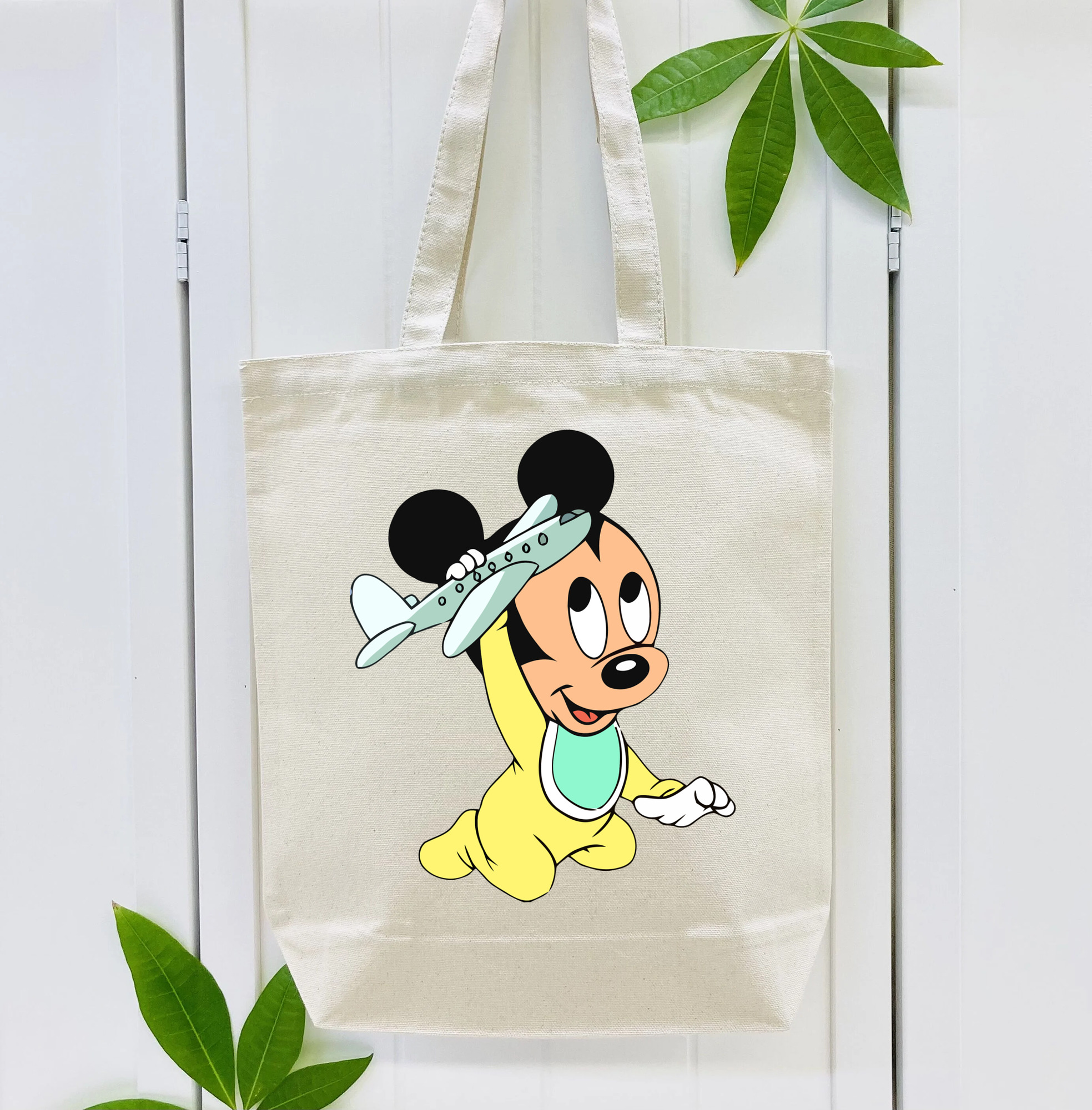 ミッキーマウス Mickey Mouse 縦型キャンバス生地手提げバッグ　トートバッグ