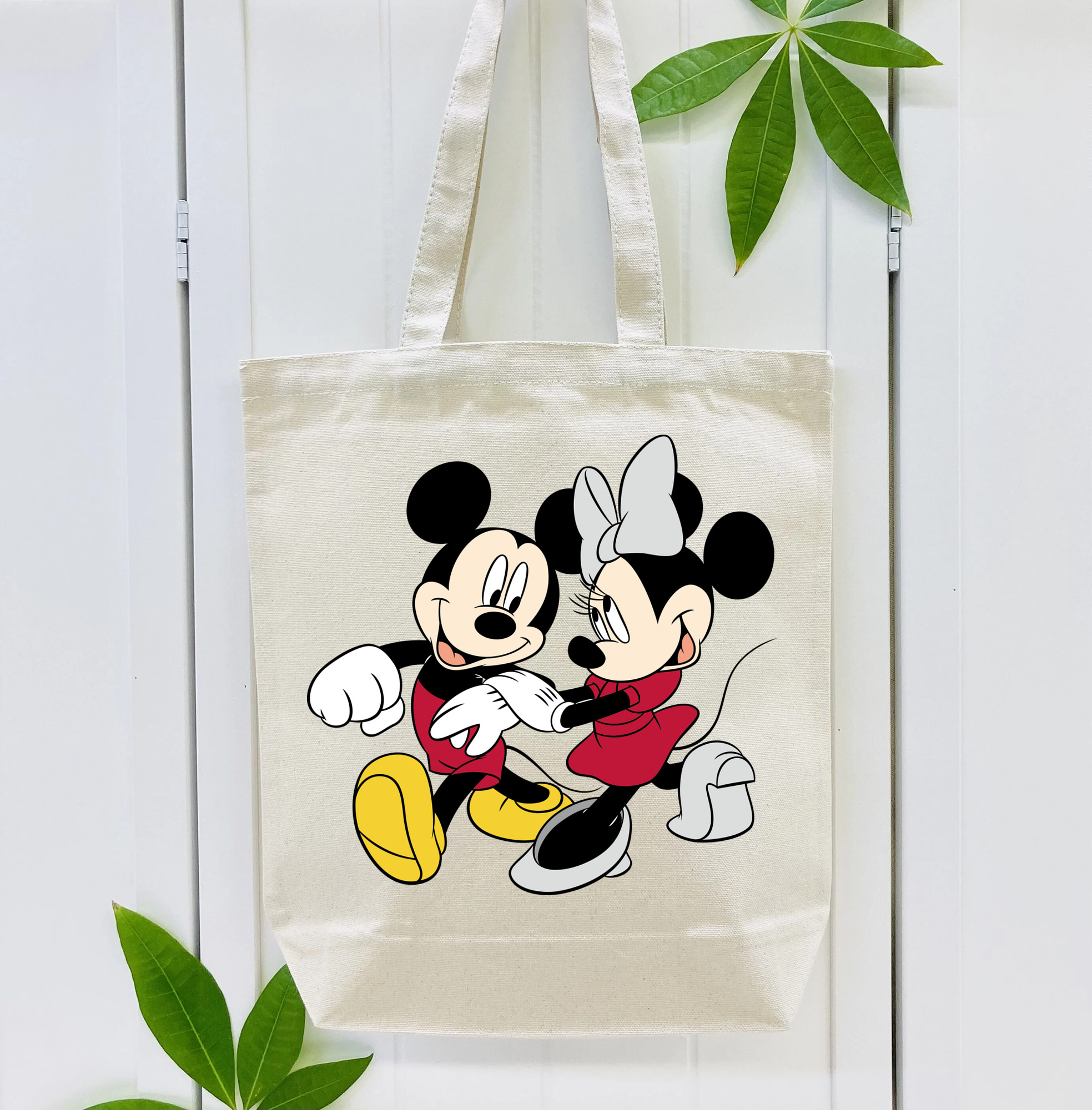 ミッキーマウス Mickey Mouse 縦型キャンバス生地手提げバッグ　トートバッグ