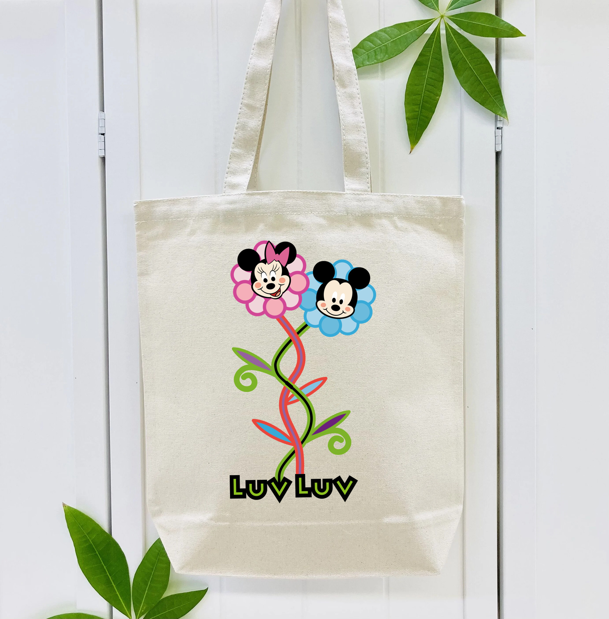 ミッキーマウス Mickey Mouse 縦型キャンバス生地手提げバッグ　トートバッグ