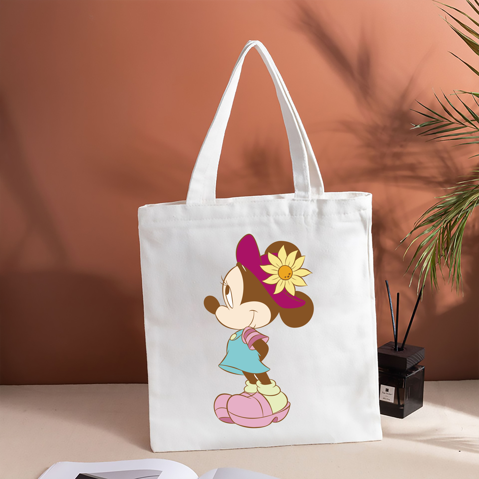 ミッキーマウス Mickey Mouse 縦型キャンバス生地手提げバッグ　トートバッグ