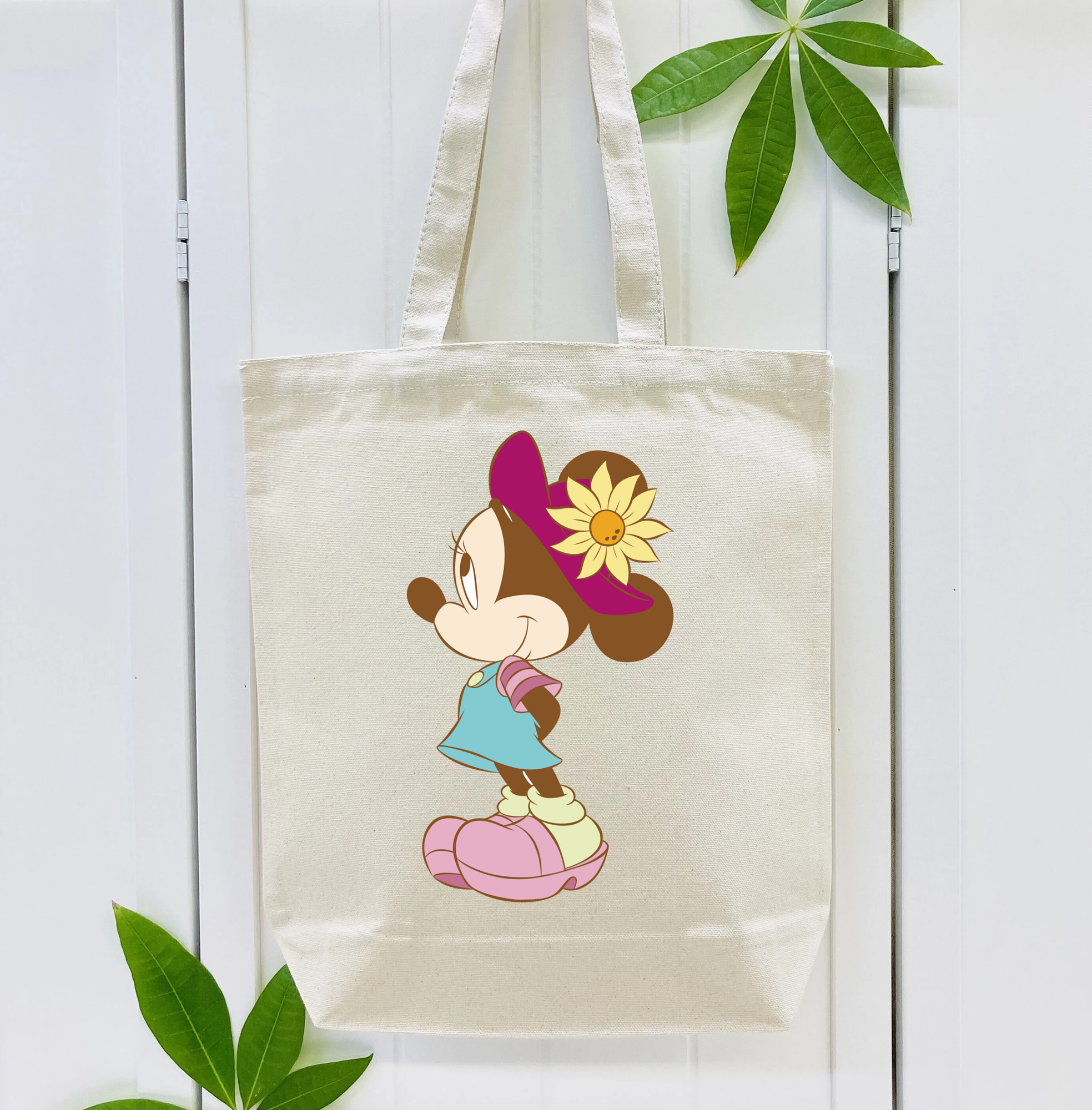 ミッキーマウス Mickey Mouse 縦型キャンバス生地手提げバッグ　トートバッグ
