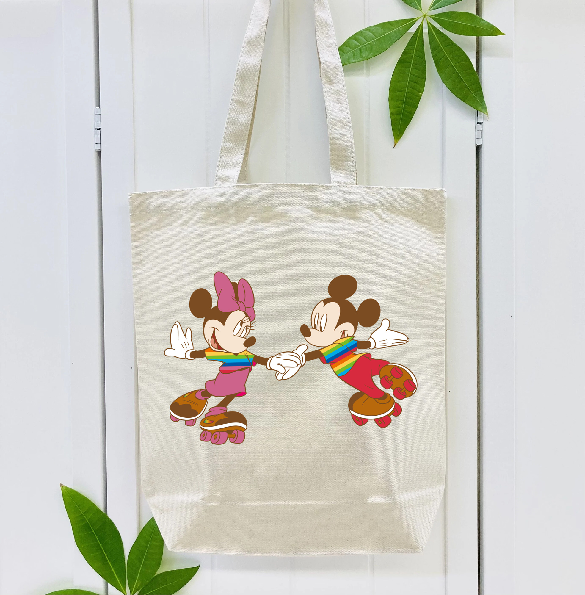 ミッキーマウス Mickey Mouse 縦型キャンバス生地手提げバッグ　トートバッグ