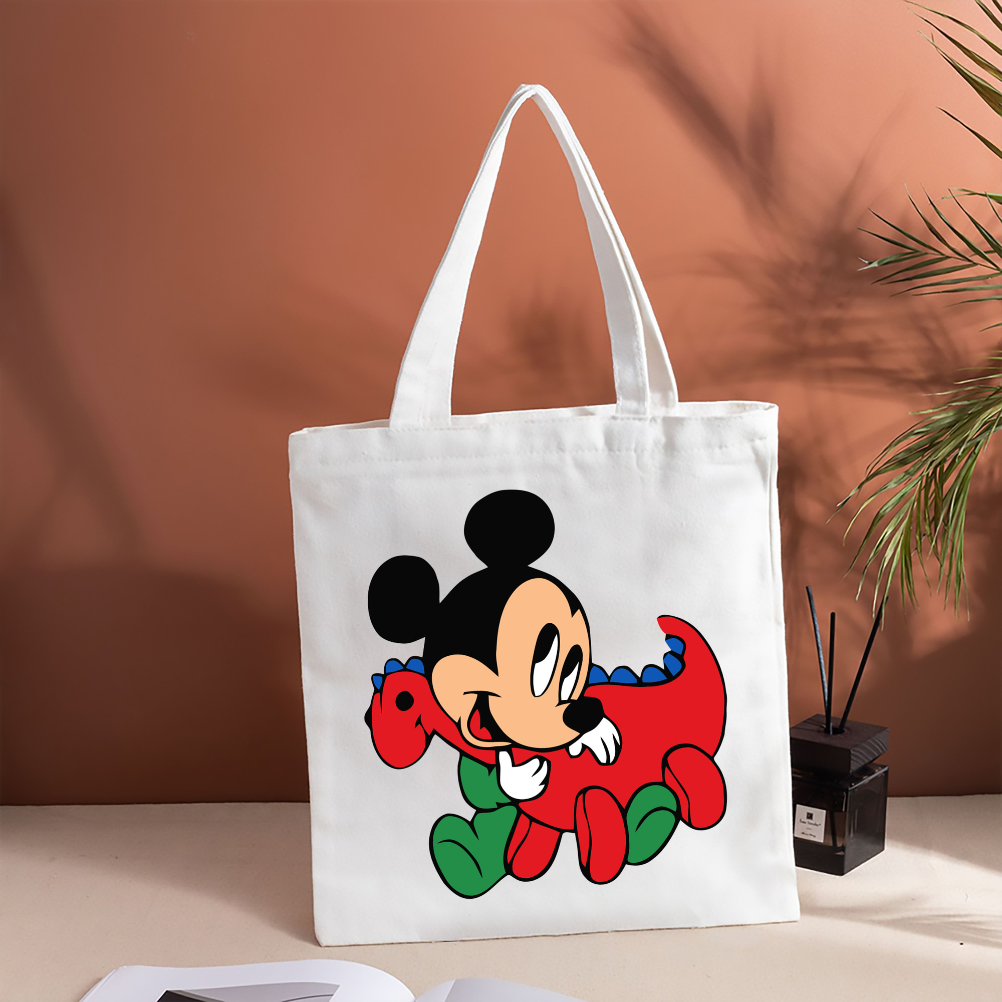ミッキーマウス Mickey Mouse 縦型キャンバス生地手提げバッグ　トートバッグ