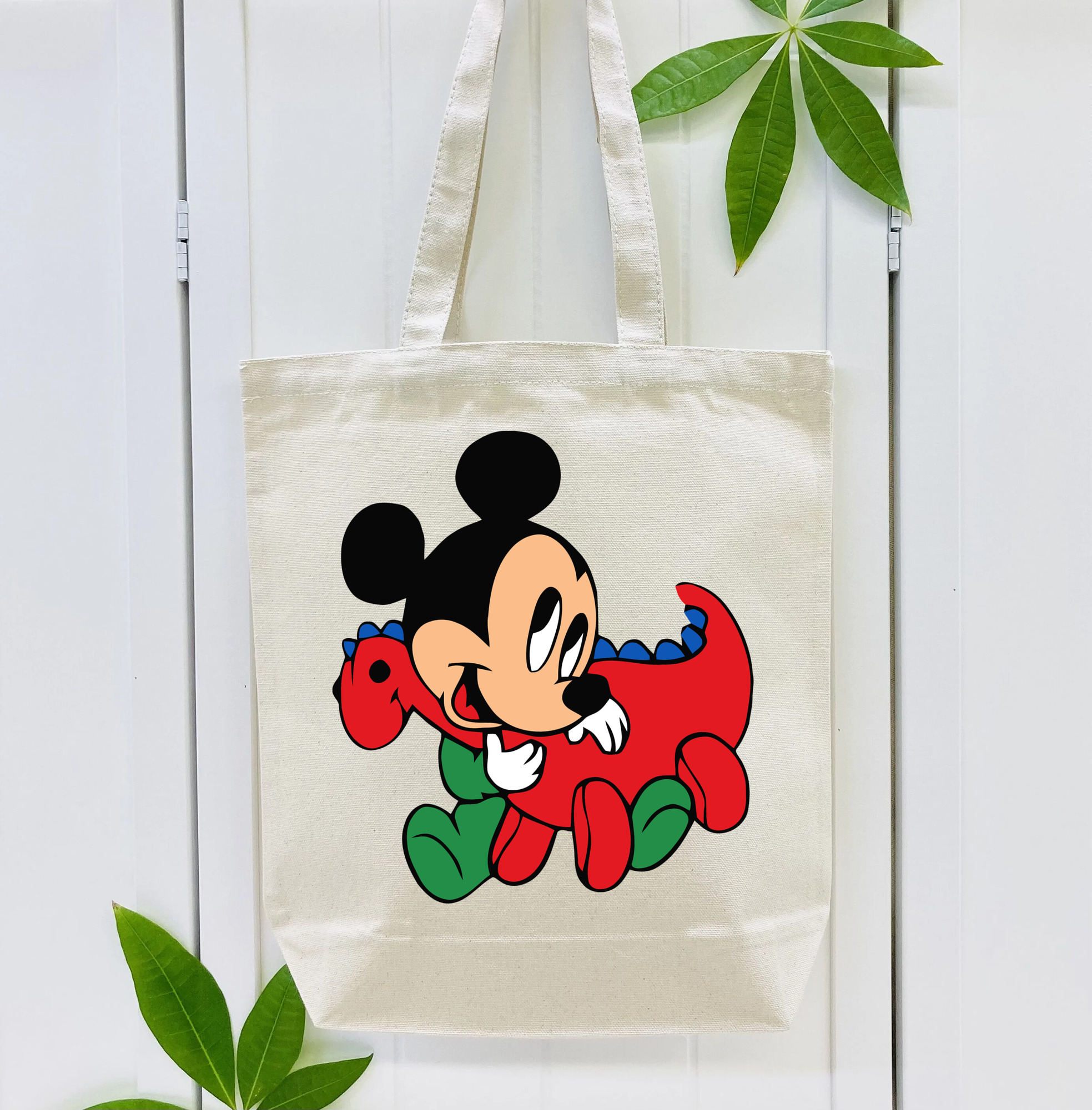 ミッキーマウス Mickey Mouse 縦型キャンバス生地手提げバッグ　トートバッグ