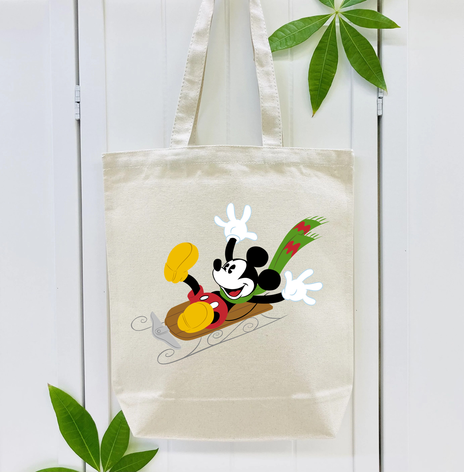 ミッキーマウス Mickey Mouse 縦型キャンバス生地手提げバッグ　トートバッグ