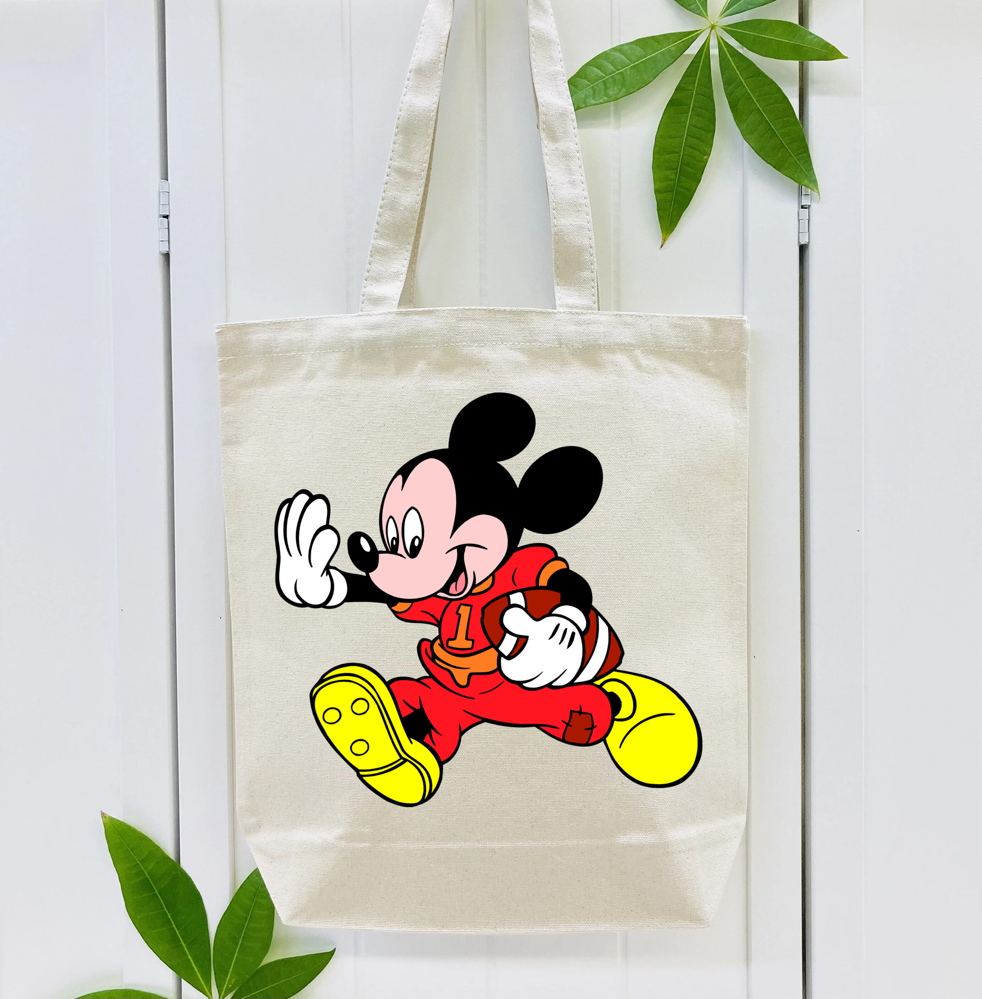 ミッキーマウス Mickey Mouse 縦型キャンバス生地手提げバッグ　トートバッグ