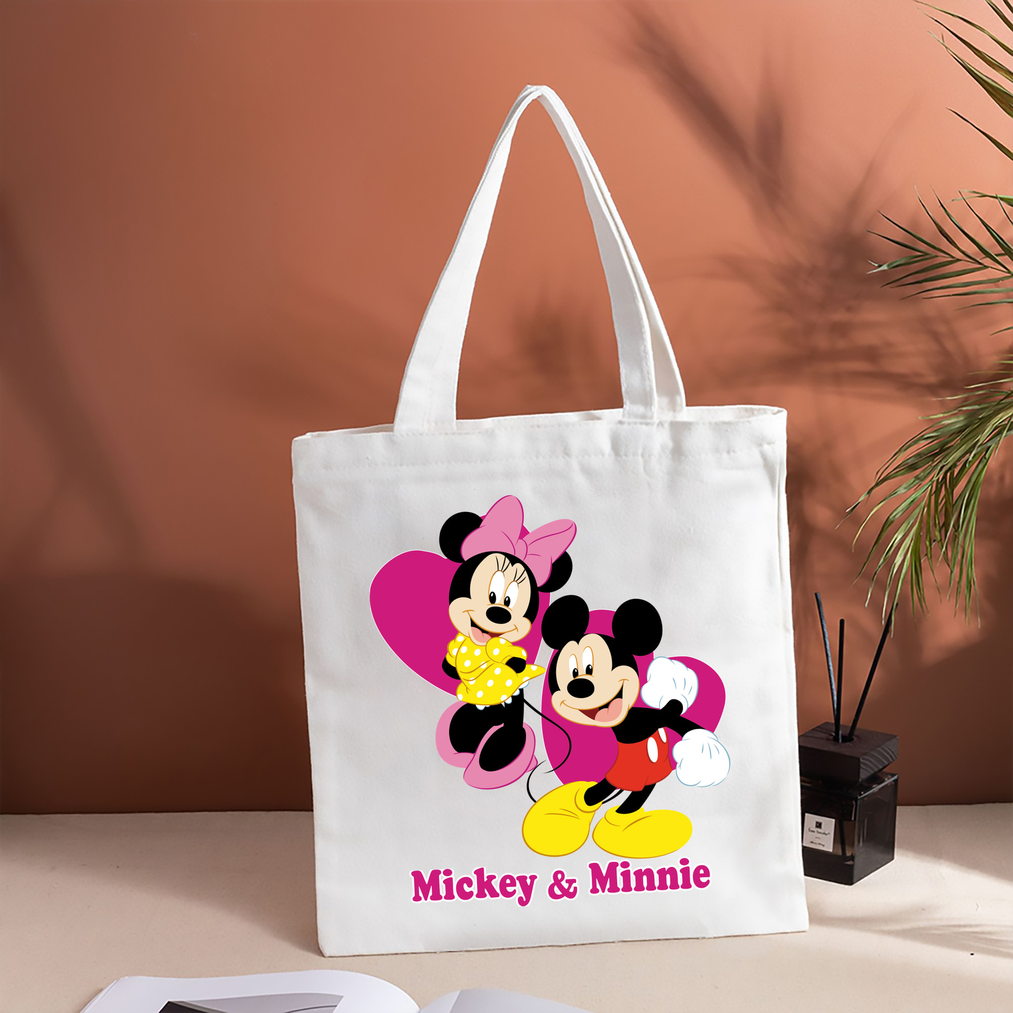 ミッキーマウス Mickey Mouse 縦型キャンバス生地手提げバッグ　トートバッグ