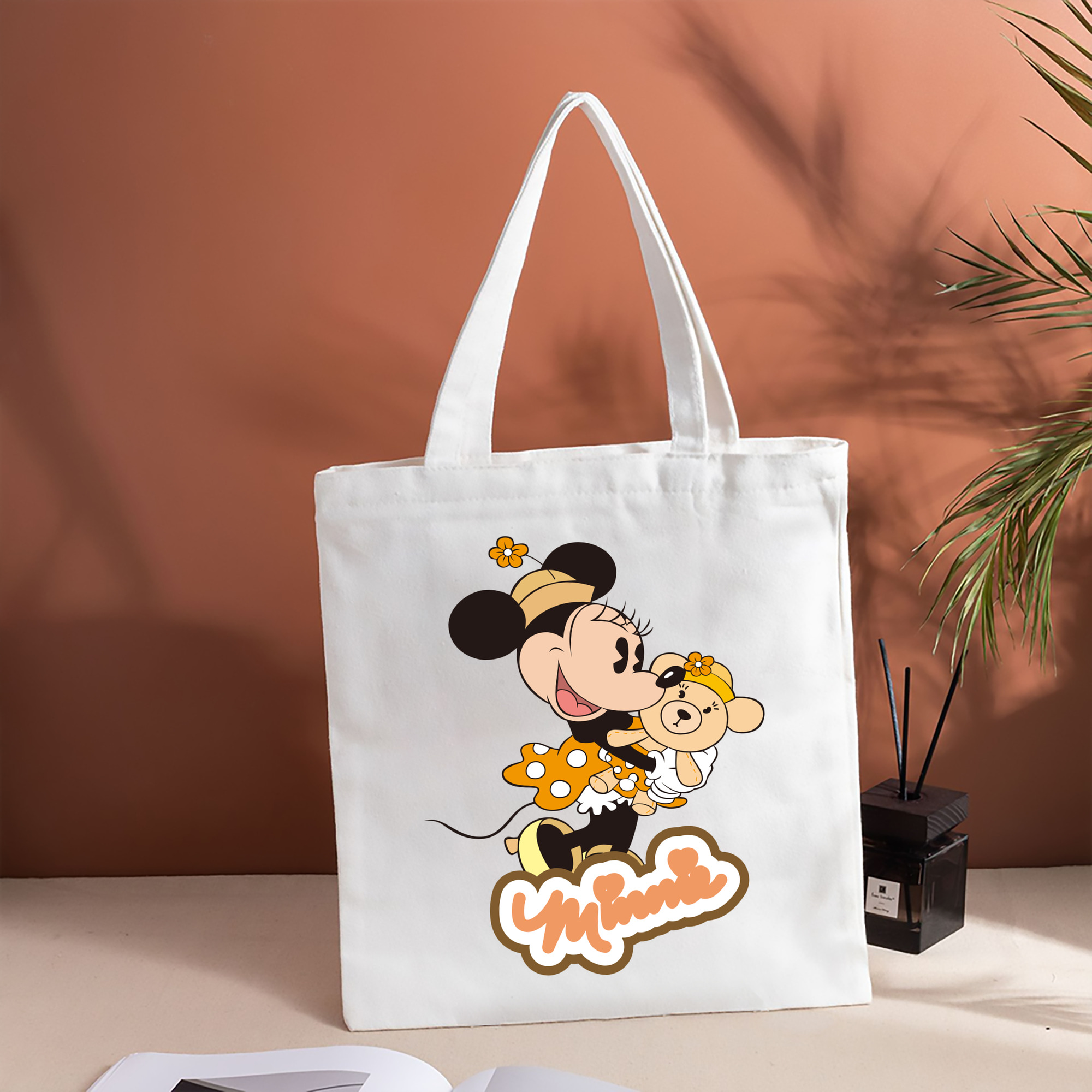 ミッキーマウス Mickey Mouse 縦型キャンバス生地手提げバッグ　トートバッグ