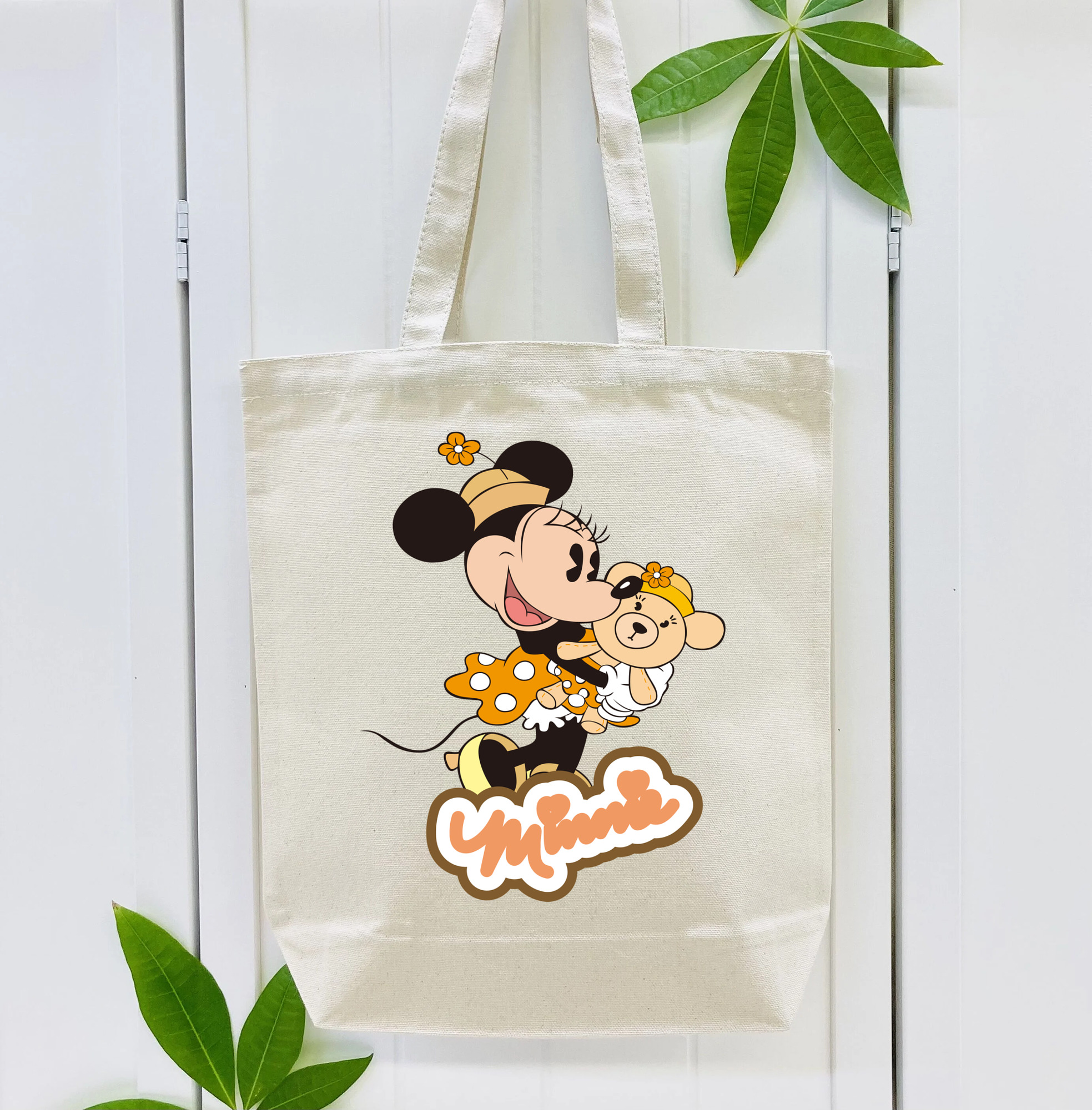 ミッキーマウス Mickey Mouse 縦型キャンバス生地手提げバッグ　トートバッグ