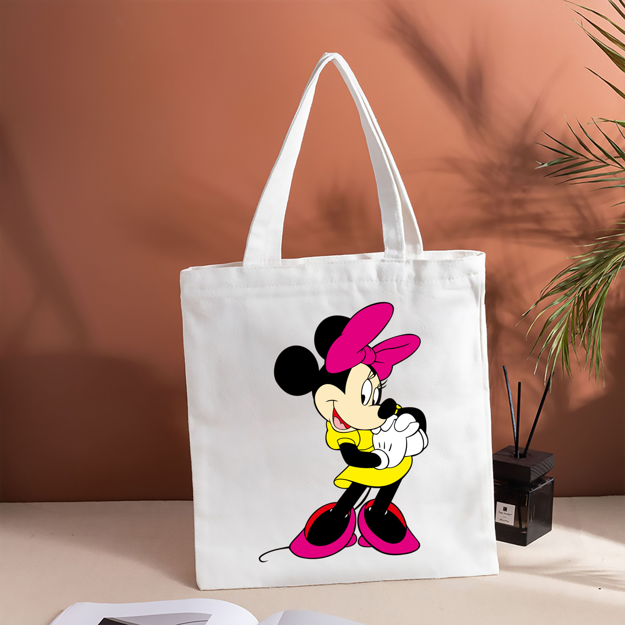 ミッキーマウス Mickey Mouse 縦型キャンバス生地手提げバッグ　トートバッグ