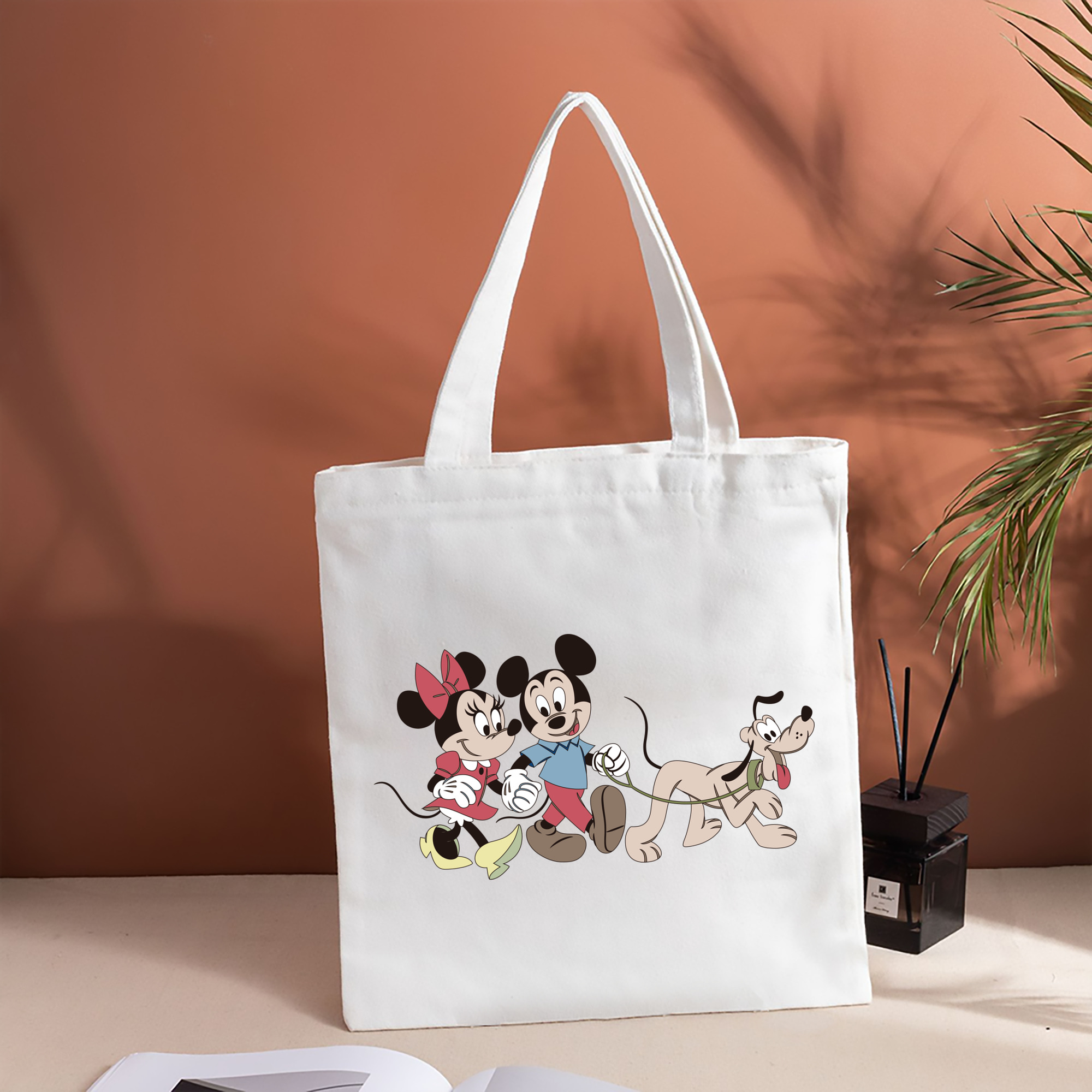 ミッキーマウス Mickey Mouse 縦型キャンバス生地手提げバッグ　トートバッグ