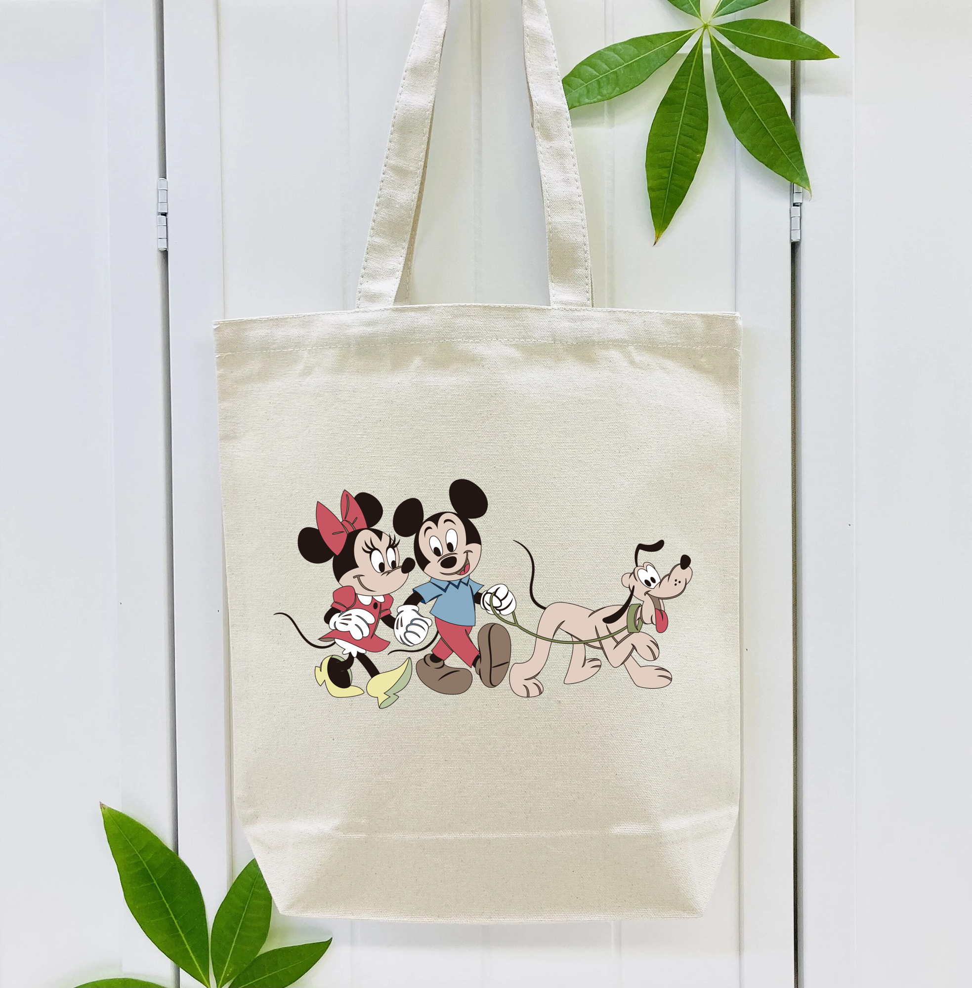 ミッキーマウス Mickey Mouse 縦型キャンバス生地手提げバッグ　トートバッグ
