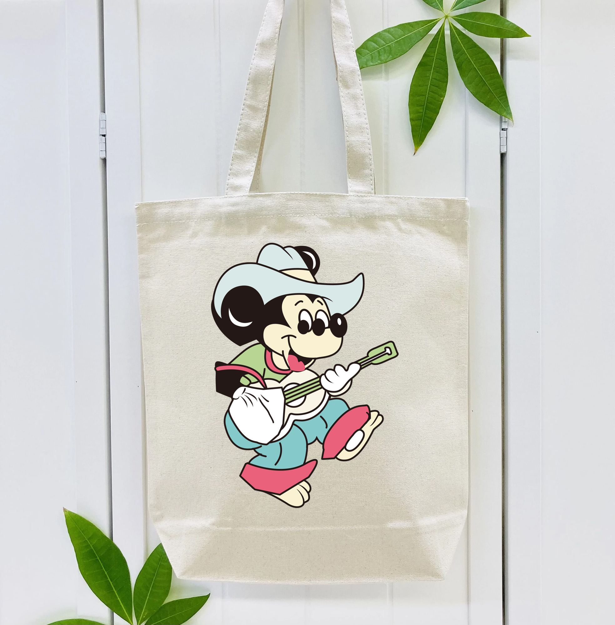 ミッキーマウス Mickey Mouse 縦型キャンバス生地手提げバッグ　トートバッグ