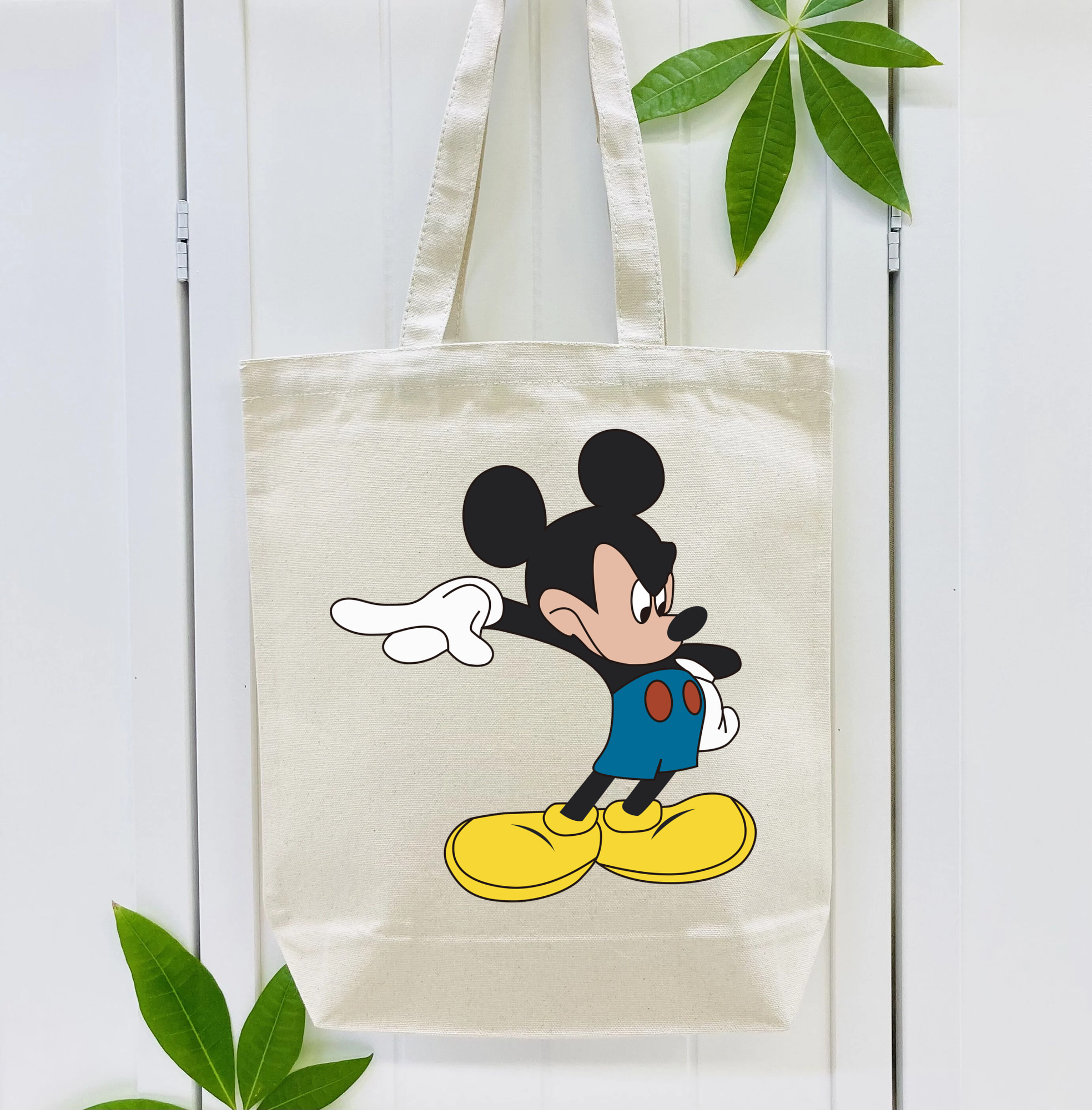 ミッキーマウス Mickey Mouse 縦型キャンバス生地手提げバッグ　トートバッグ