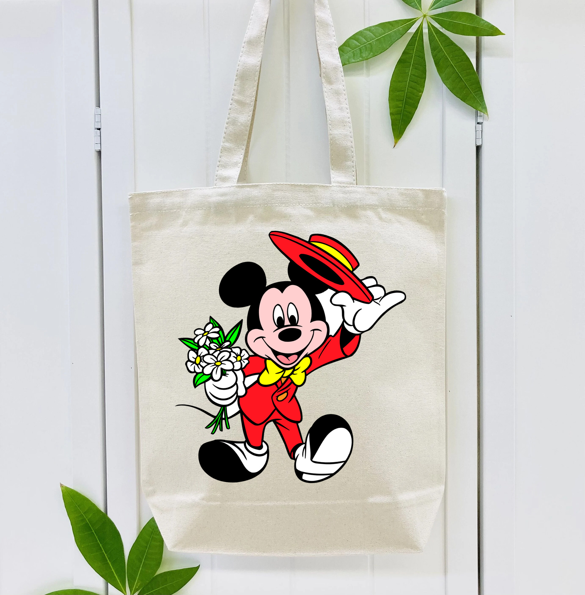 ミッキーマウス Mickey Mouse 縦型キャンバス生地手提げバッグ　トートバッグ