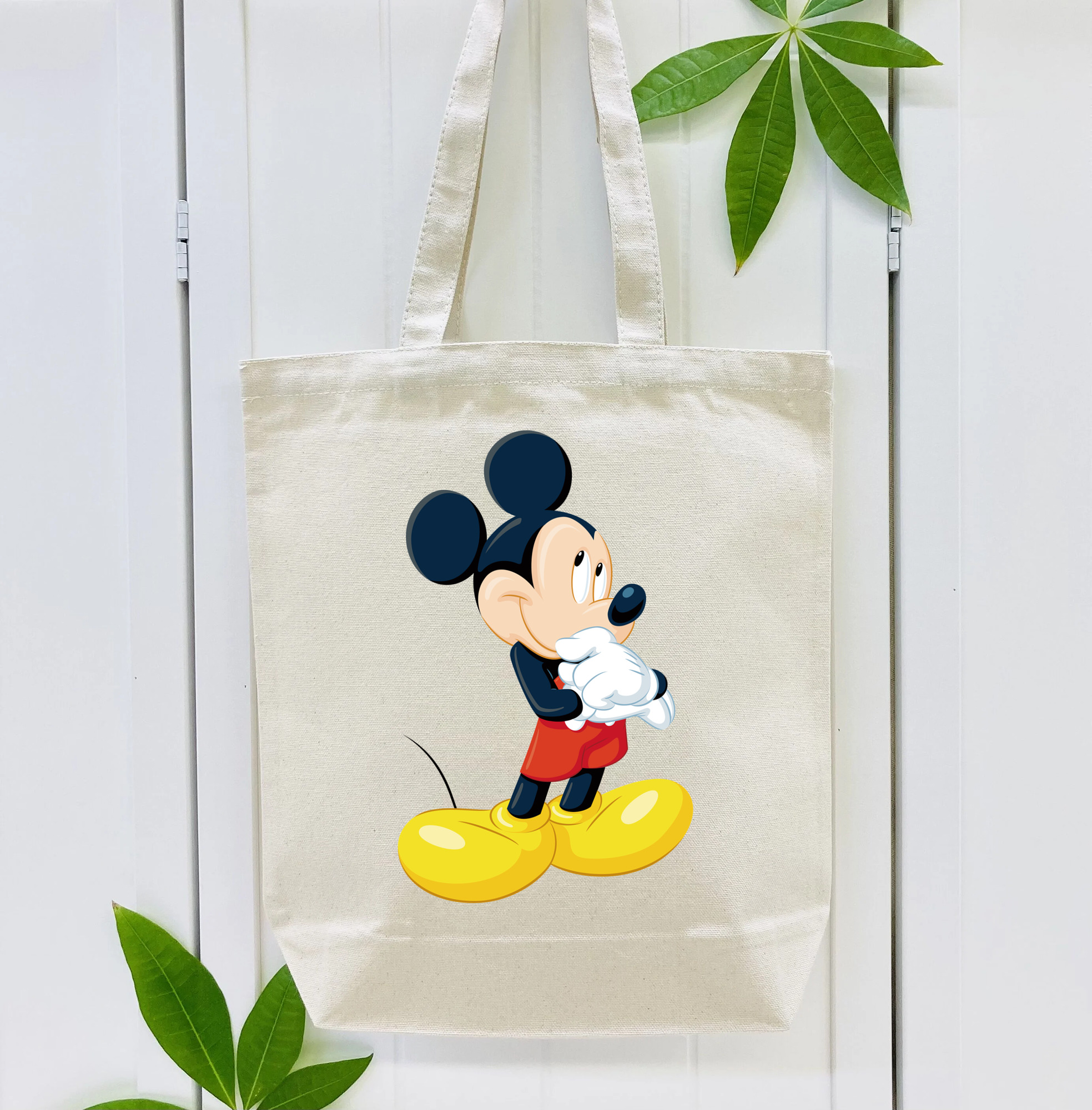 ミッキーマウス Mickey Mouse 縦型キャンバス生地手提げバッグ　トートバッグ