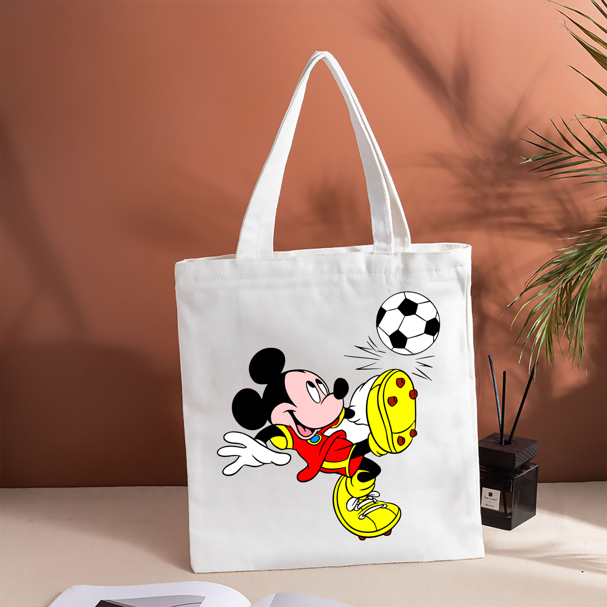 ミッキーマウス Mickey Mouse 縦型キャンバス生地手提げバッグ　トートバッグ