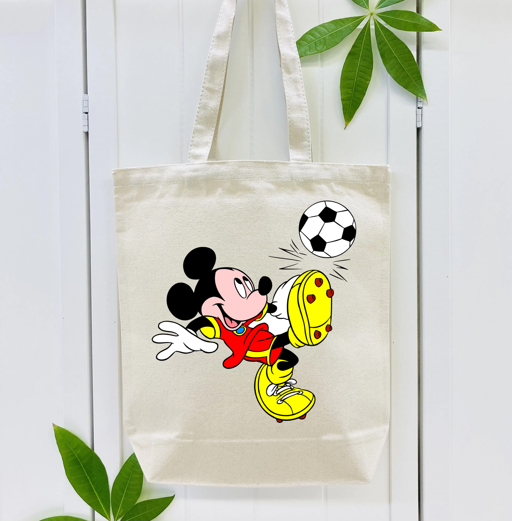 ミッキーマウス Mickey Mouse 縦型キャンバス生地手提げバッグ　トートバッグ