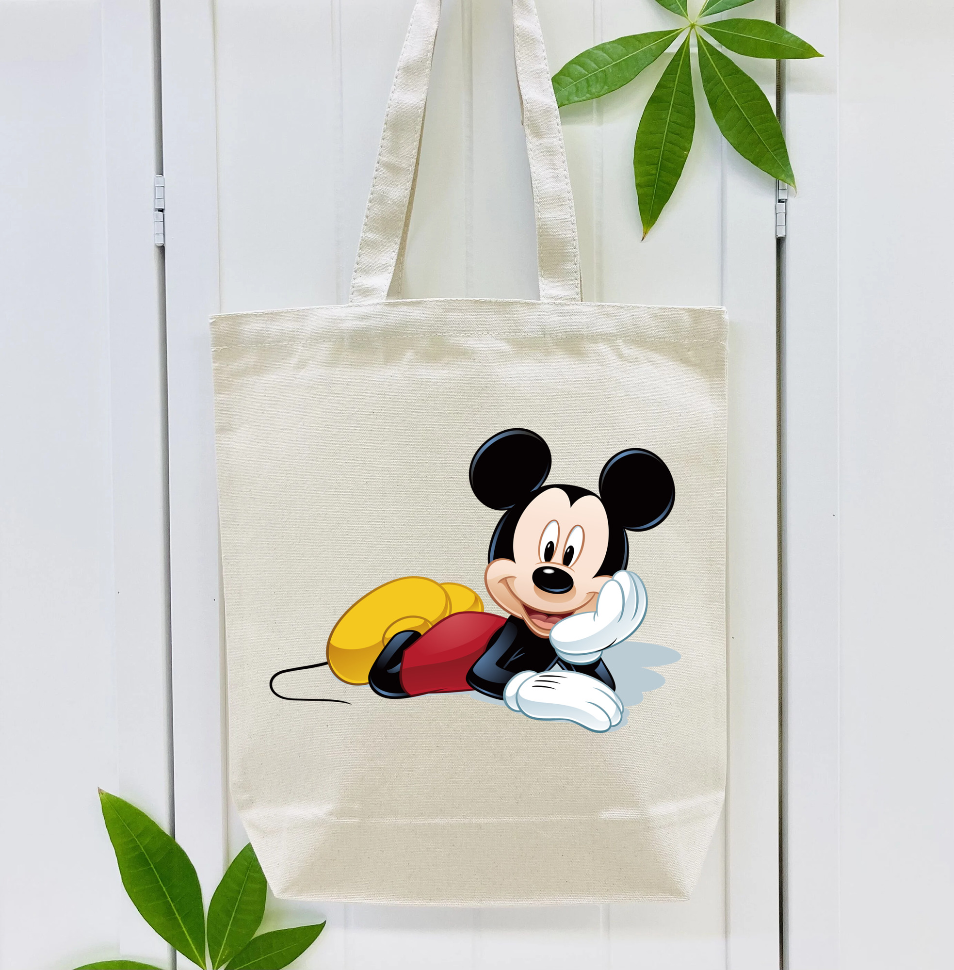 ミッキーマウス Mickey Mouse 縦型キャンバス生地手提げバッグ　トートバッグ