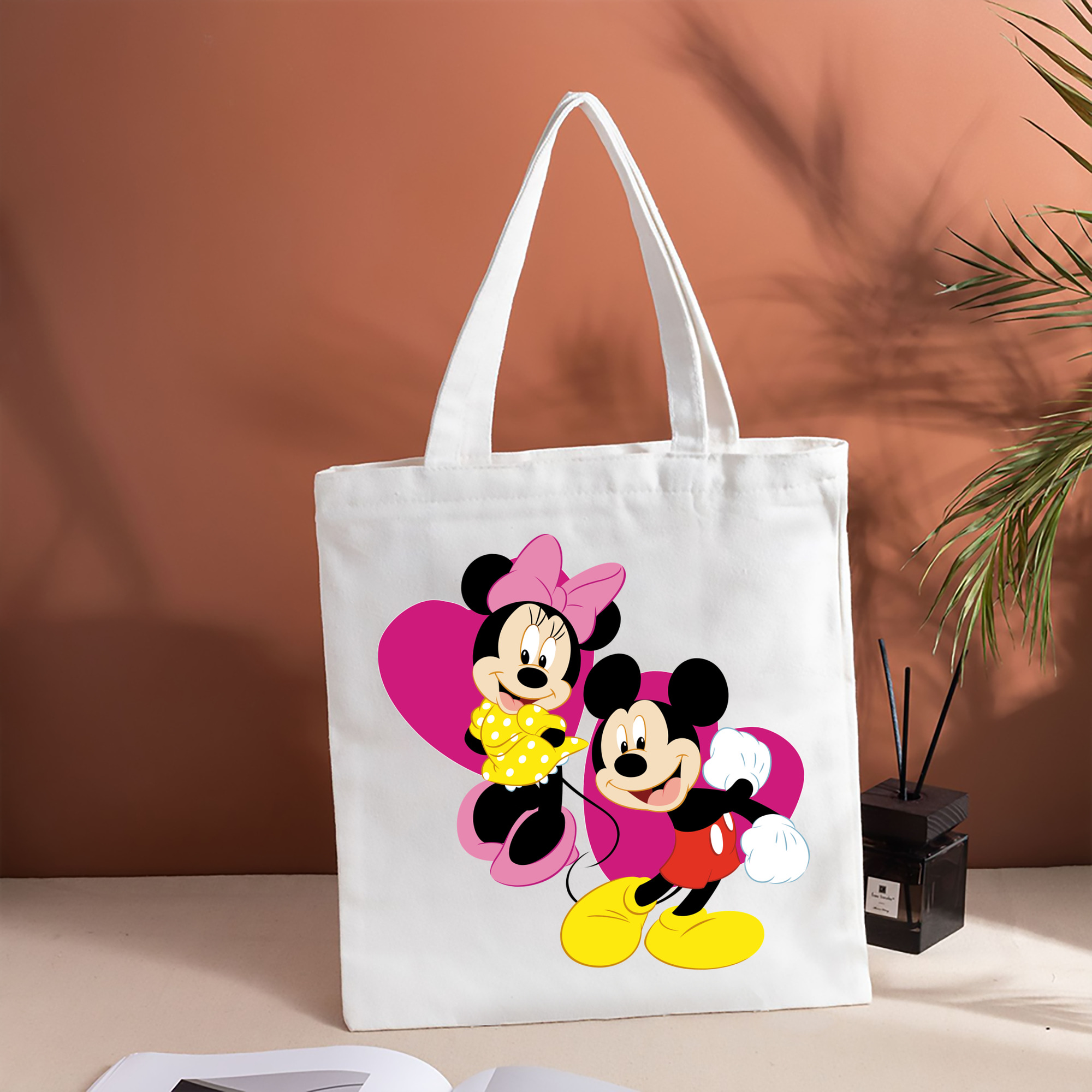 ミッキーマウス Mickey Mouse 縦型キャンバス生地手提げバッグ　トートバッグ