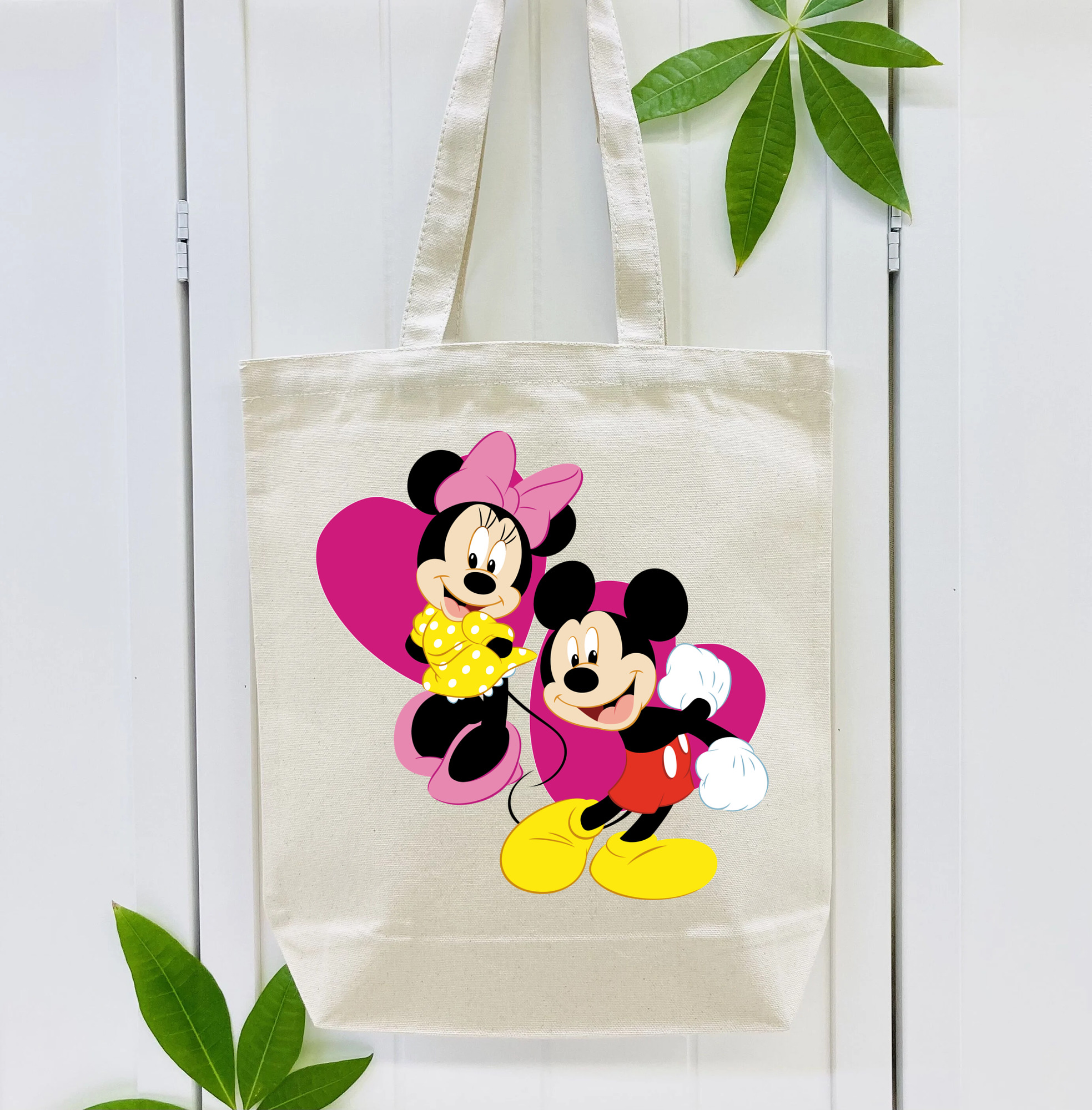 ミッキーマウス Mickey Mouse 縦型キャンバス生地手提げバッグ　トートバッグ